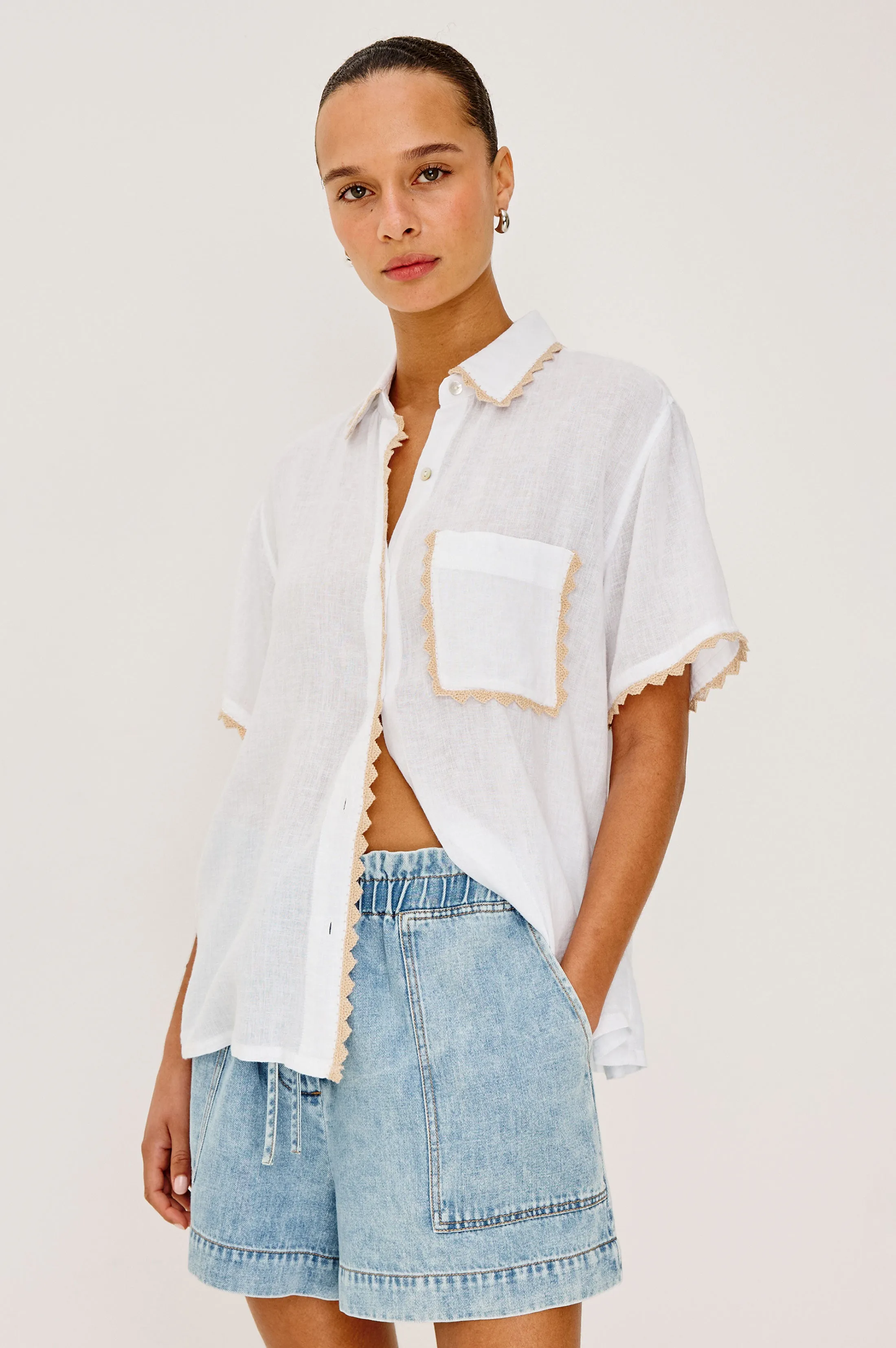 LEA SHIRT - NATURAL CROCHET sold by Rails