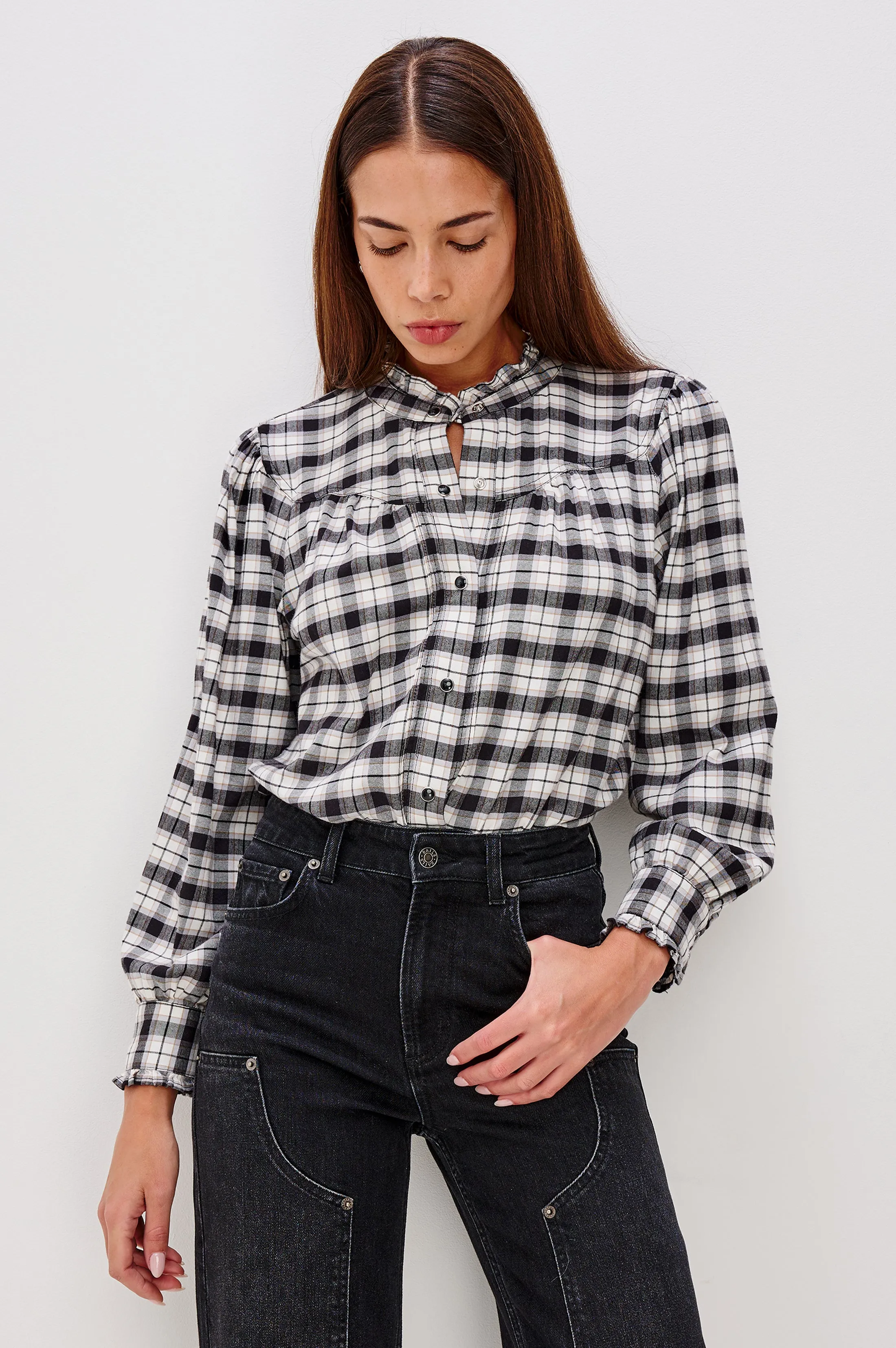 ALANNA SHIRT - IVORY SMOKE ONYX sold by Rails product image thumbnail 4