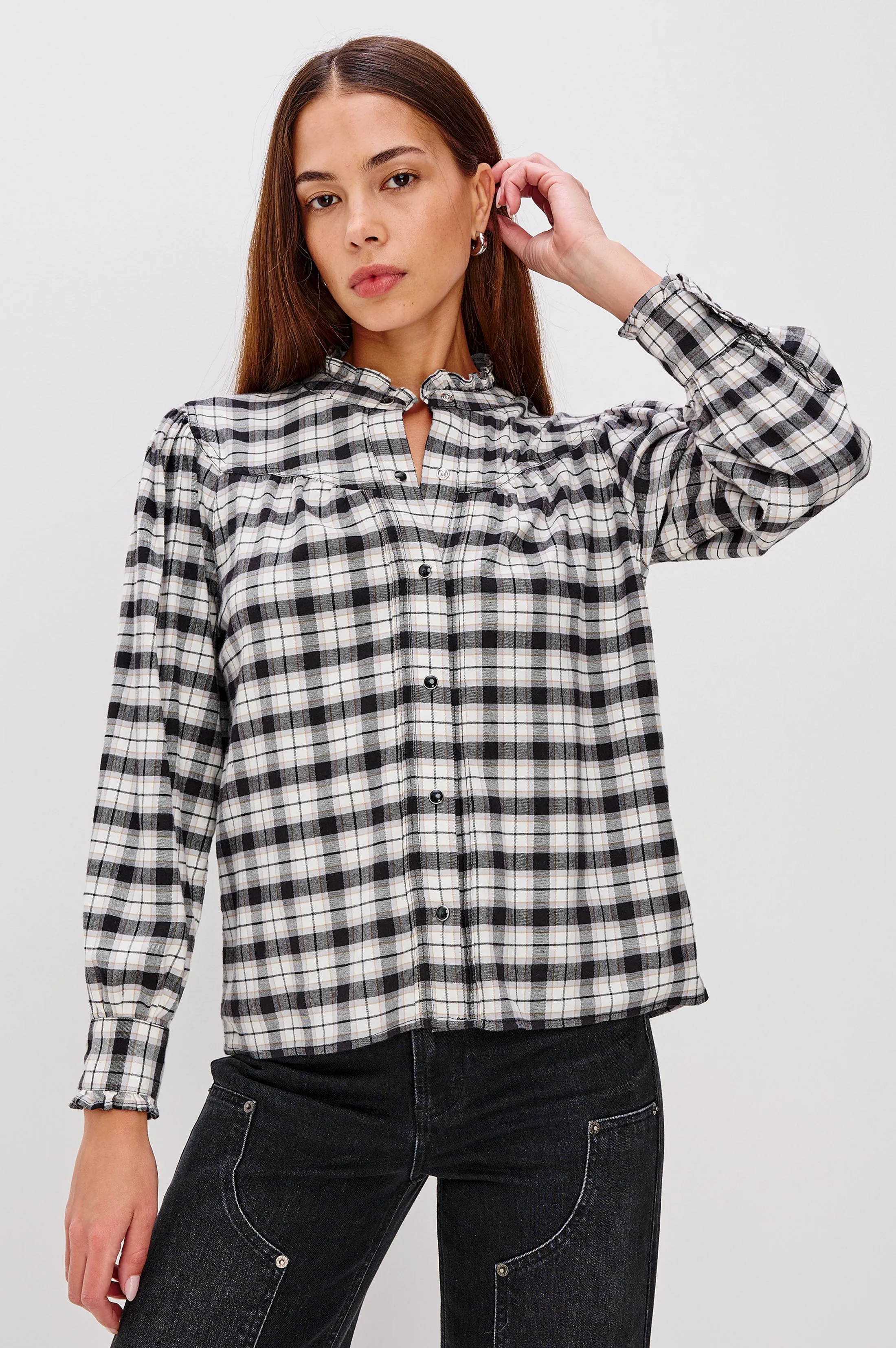 ALANNA SHIRT - IVORY SMOKE ONYX sold by Rails