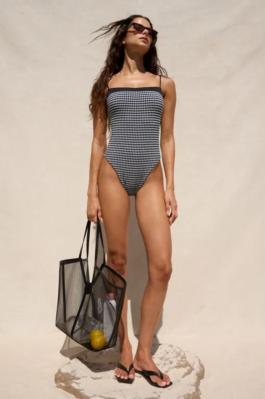 MARBELLA ONE PIECE - BLACK WHITE GINGHAM made by Rails