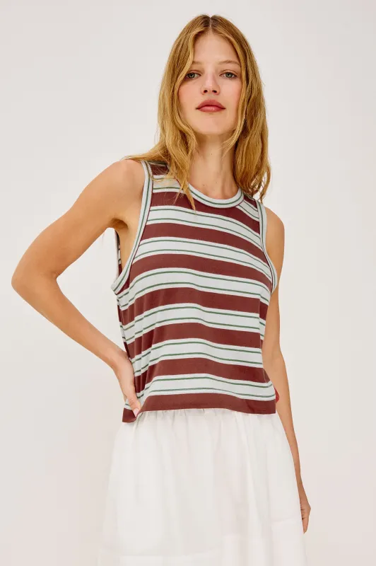 BOXY TANK - MAROON SEA STRIPE made by Rails