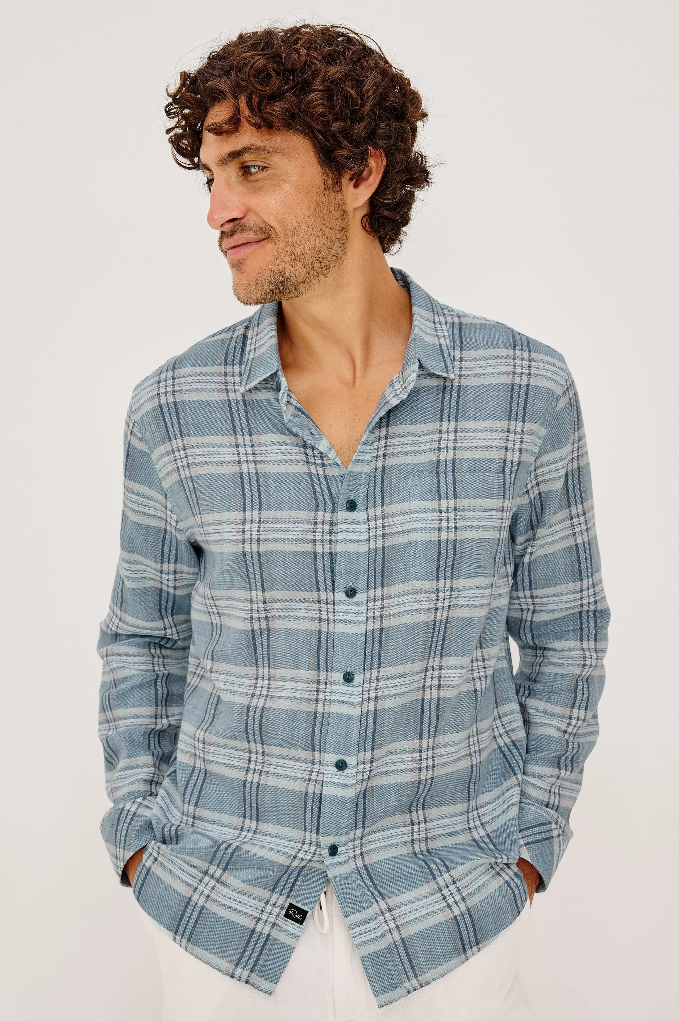 WYATT SHIRT - DEEP SEAFOAM GLASS sold by Rails