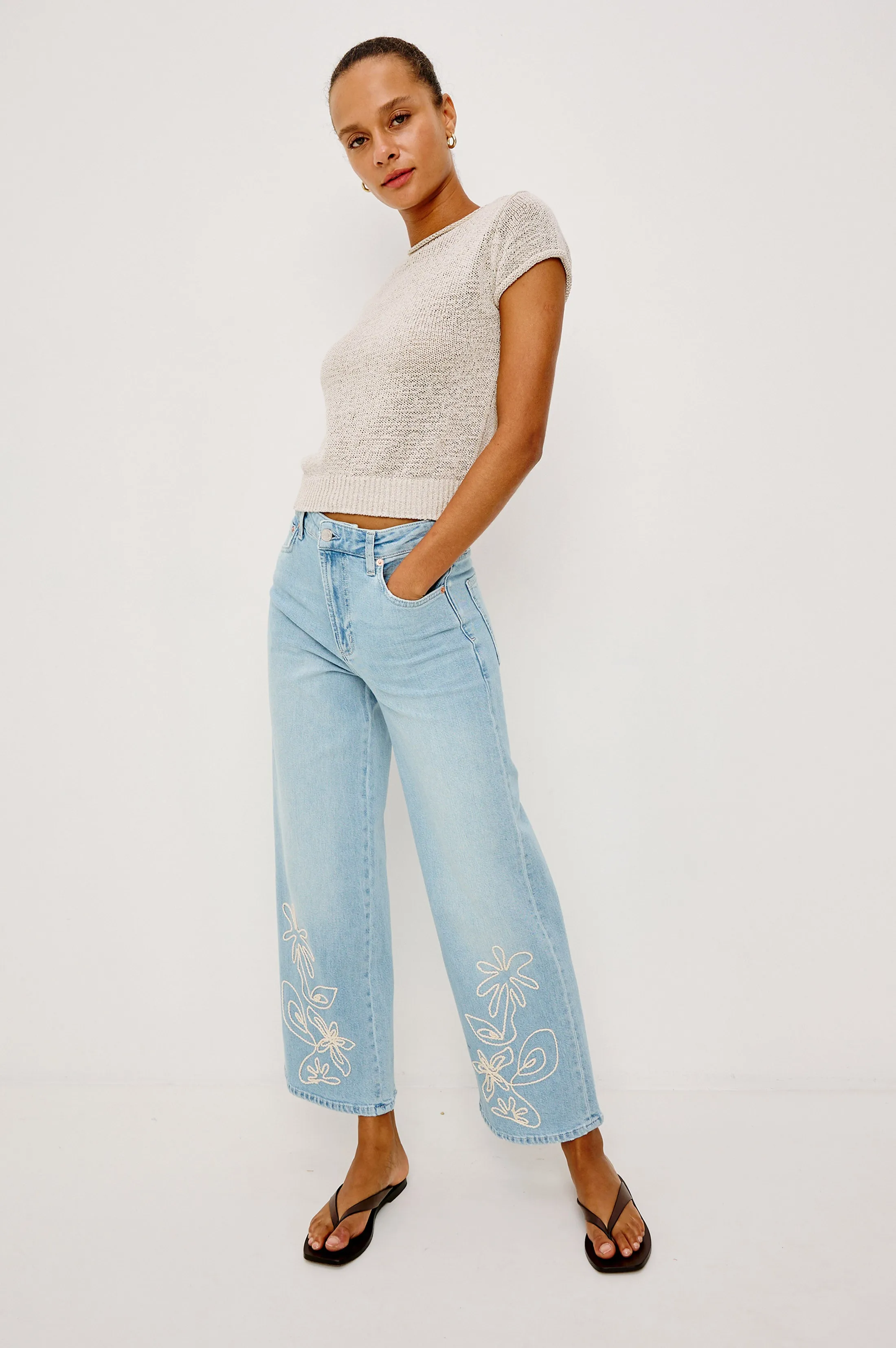 GETTY CROP WIDE LEG - LELANI EMBROIDERED sold by Rails product image thumbnail 2