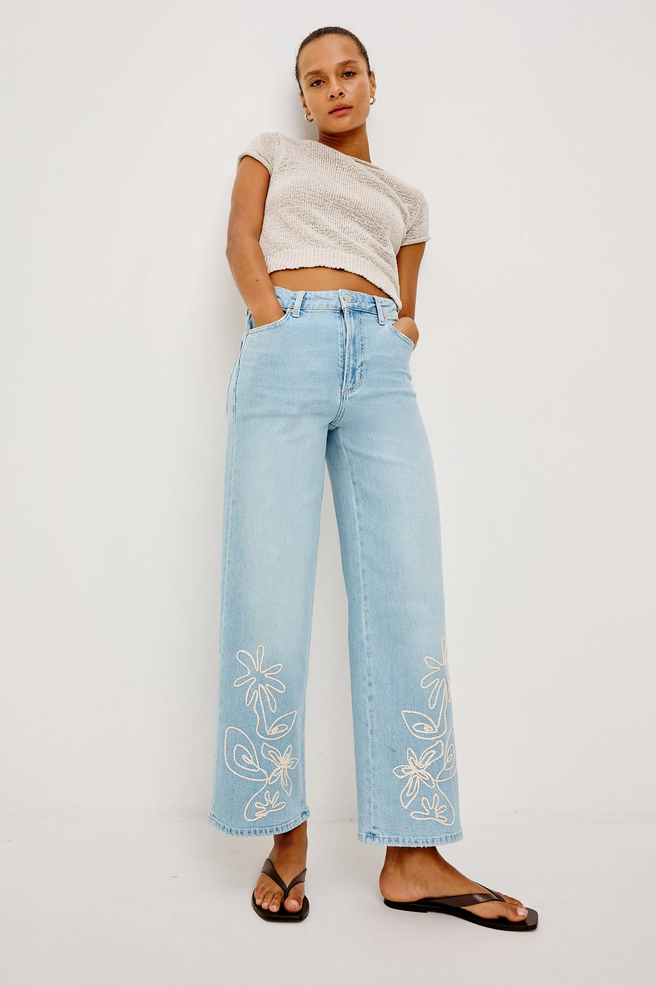 GETTY CROP WIDE LEG - LELANI EMBROIDERED sold by Rails product image thumbnail 3