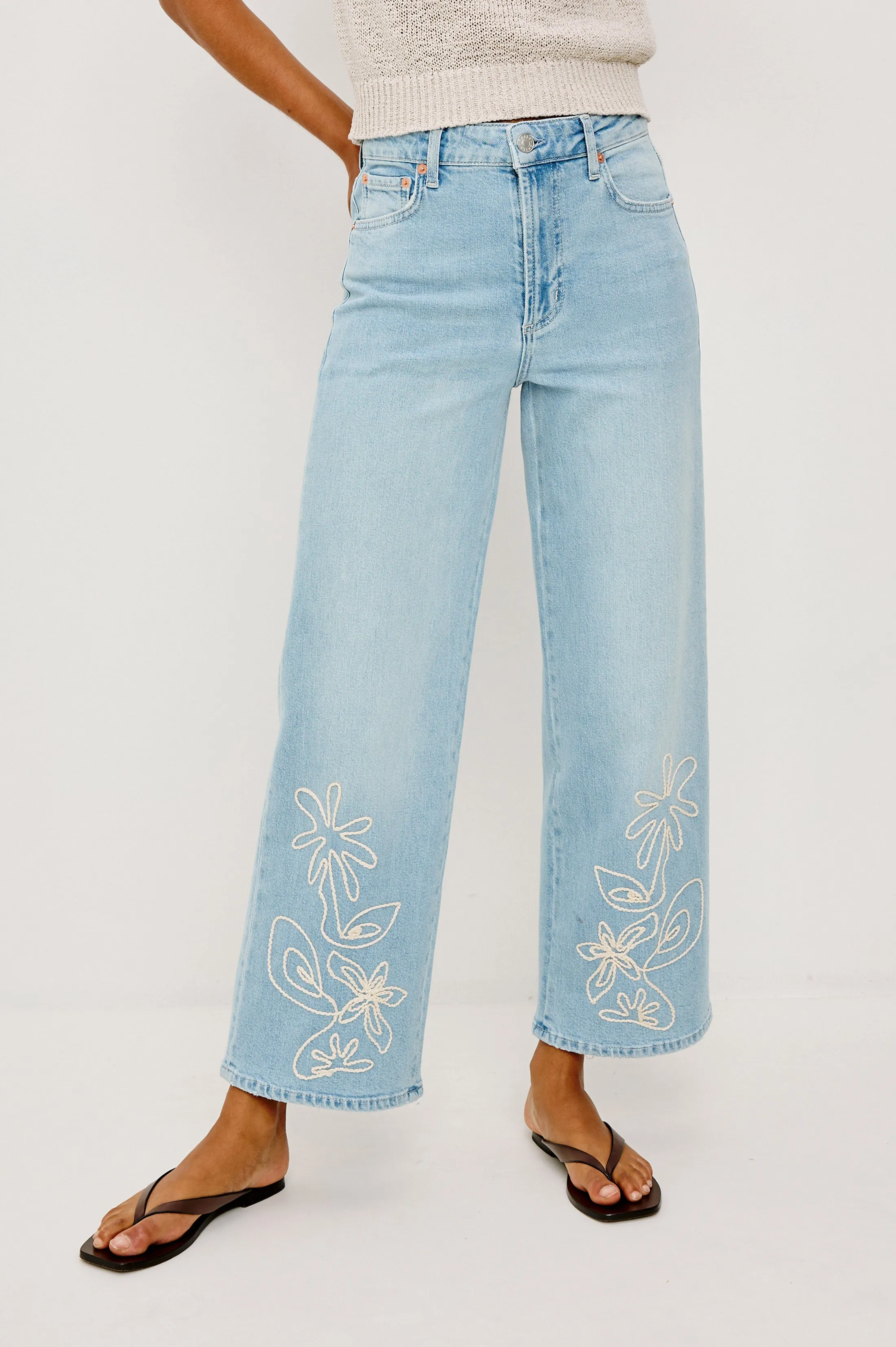 GETTY CROP WIDE LEG - LELANI EMBROIDERED sold by Rails