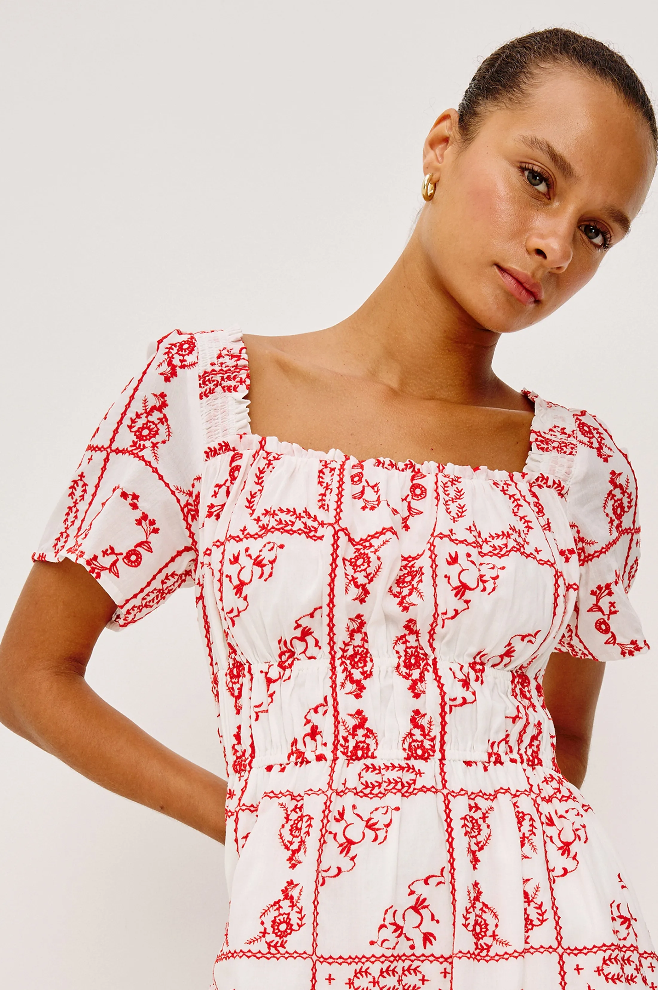 NANETTE DRESS - IVORY RED HANDKERCHIEF sold by Rails product image thumbnail 4
