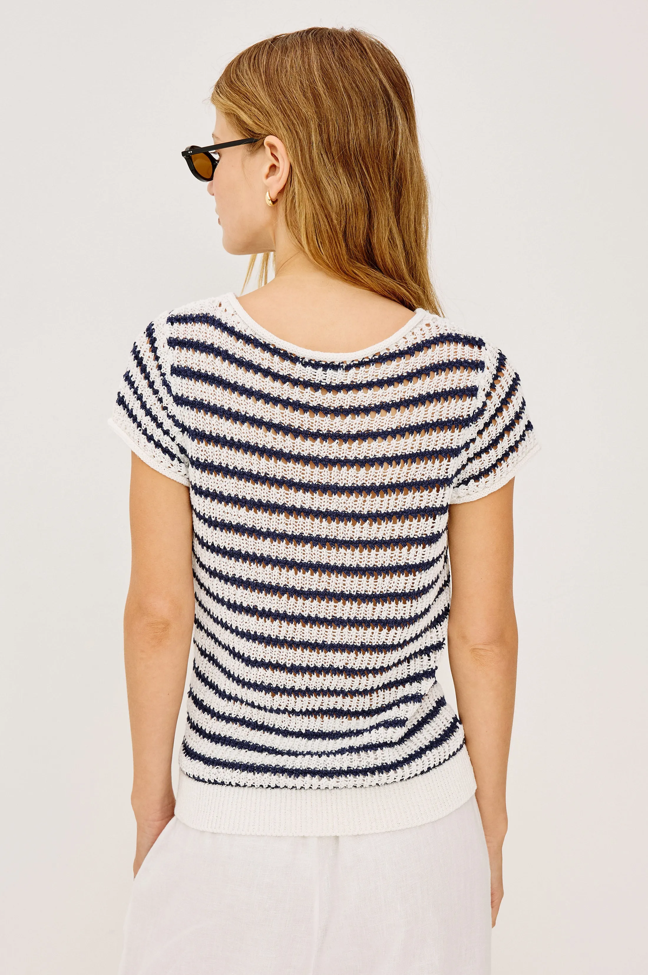 CADY TOP - IVORY INDIGO STRIPE sold by Rails product image thumbnail 5