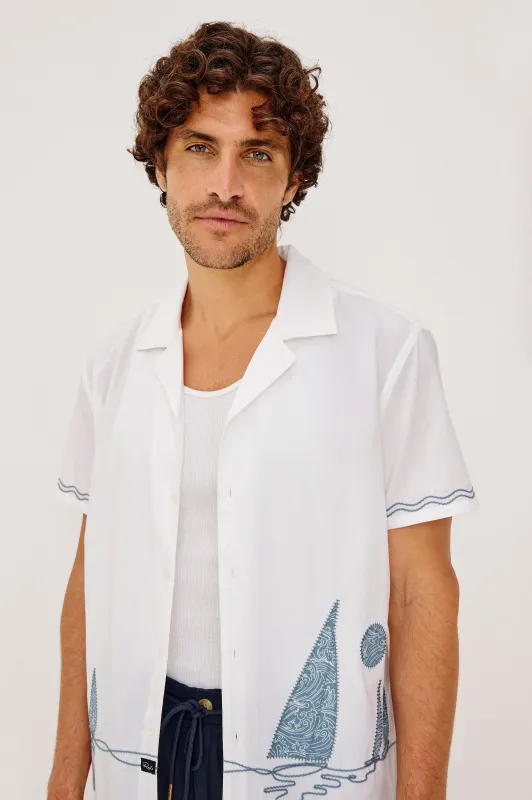 GIBSON SHIRT - WHITE SAIL HORIZON made by Rails