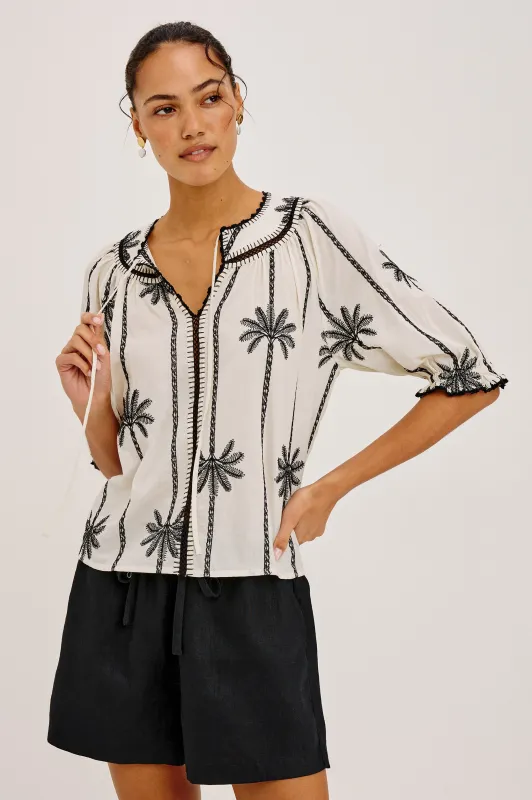 BELINA TOP - EMBROIDERED PALMS made by Rails