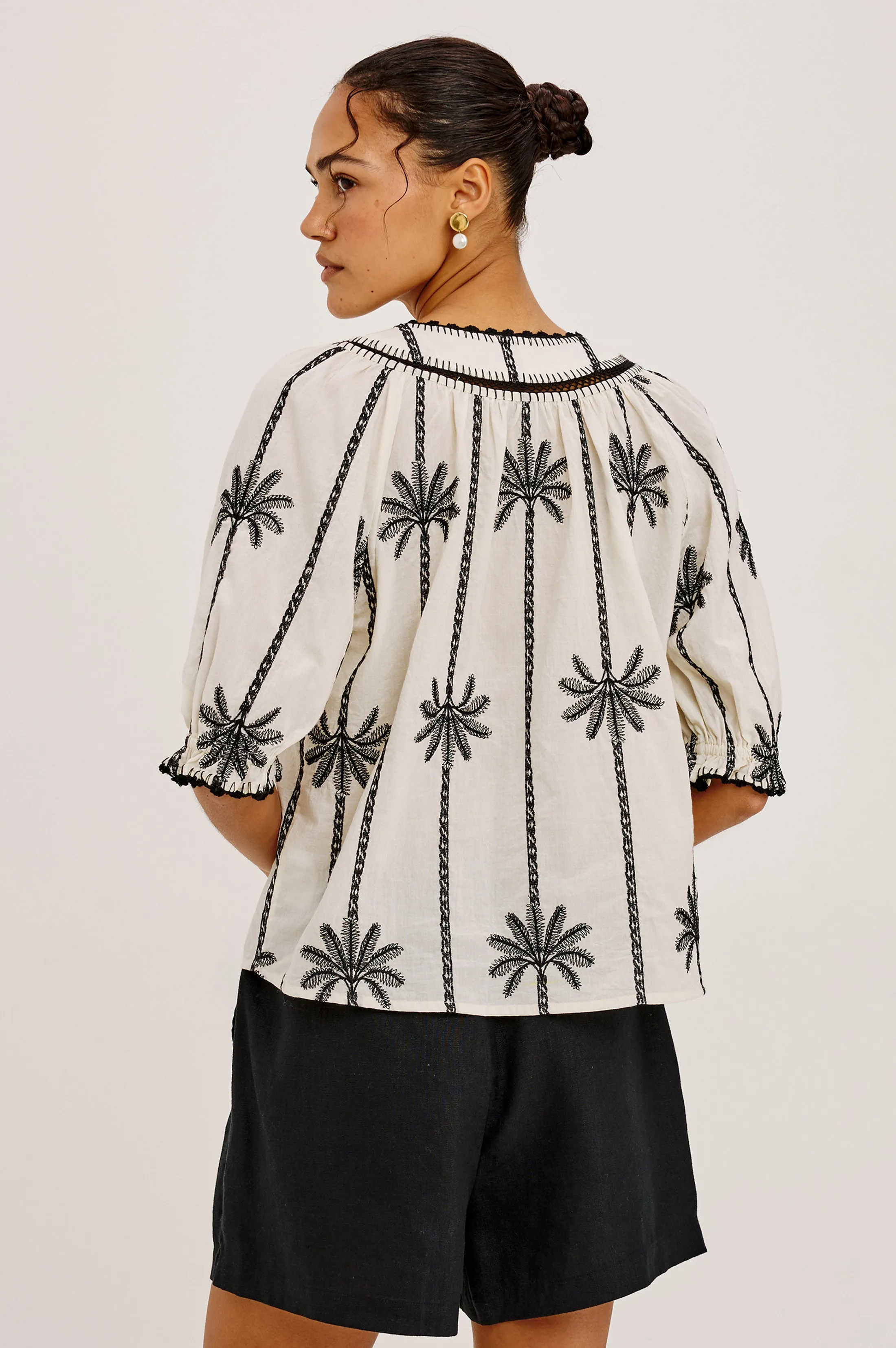 BELINA TOP - EMBROIDERED PALMS sold by Rails product image thumbnail 5