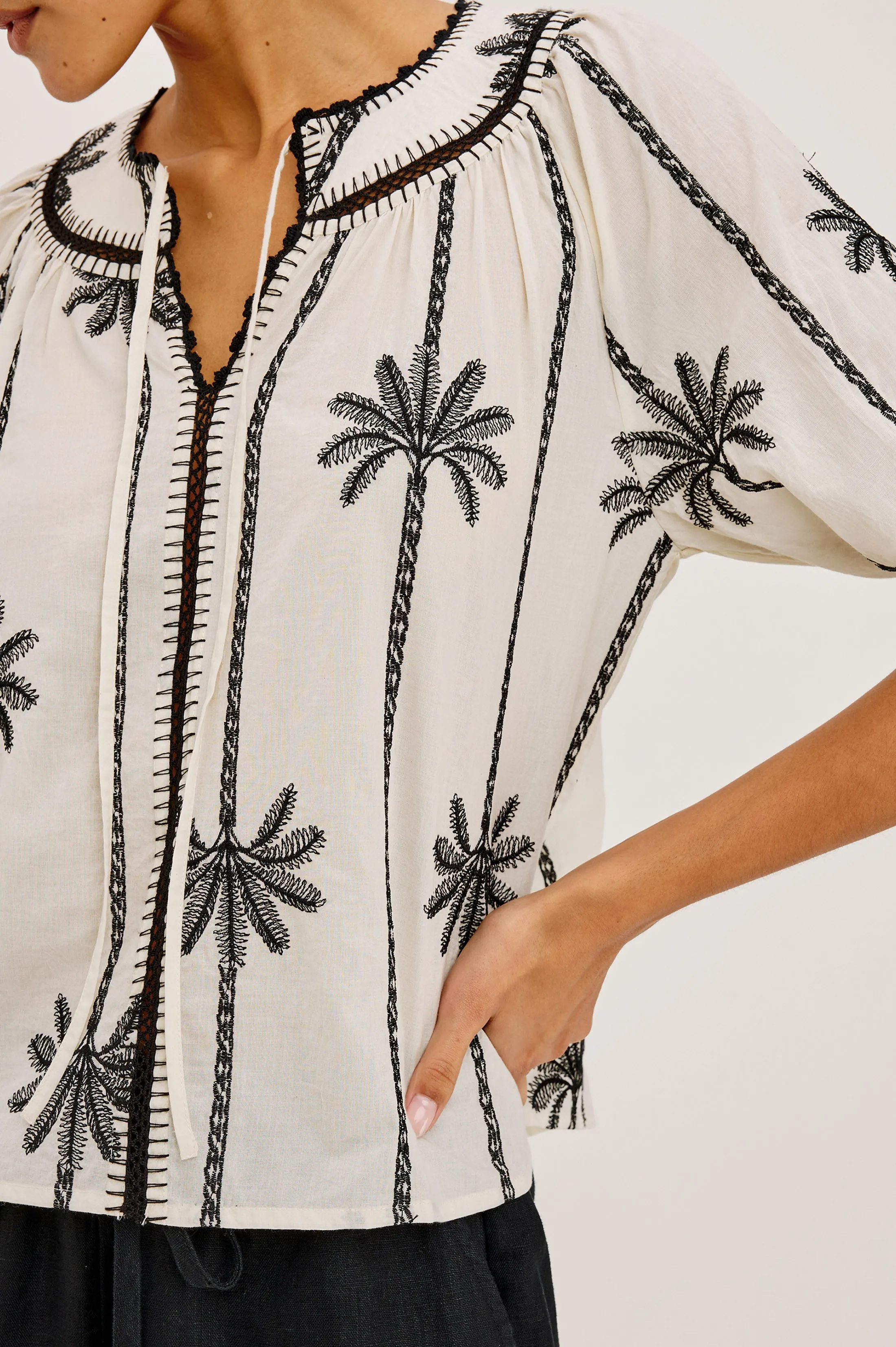 BELINA TOP - EMBROIDERED PALMS sold by Rails product image thumbnail 2