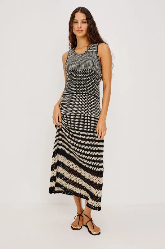 YVETTE DRESS - ONYX IVORY STRIPE made by Rails