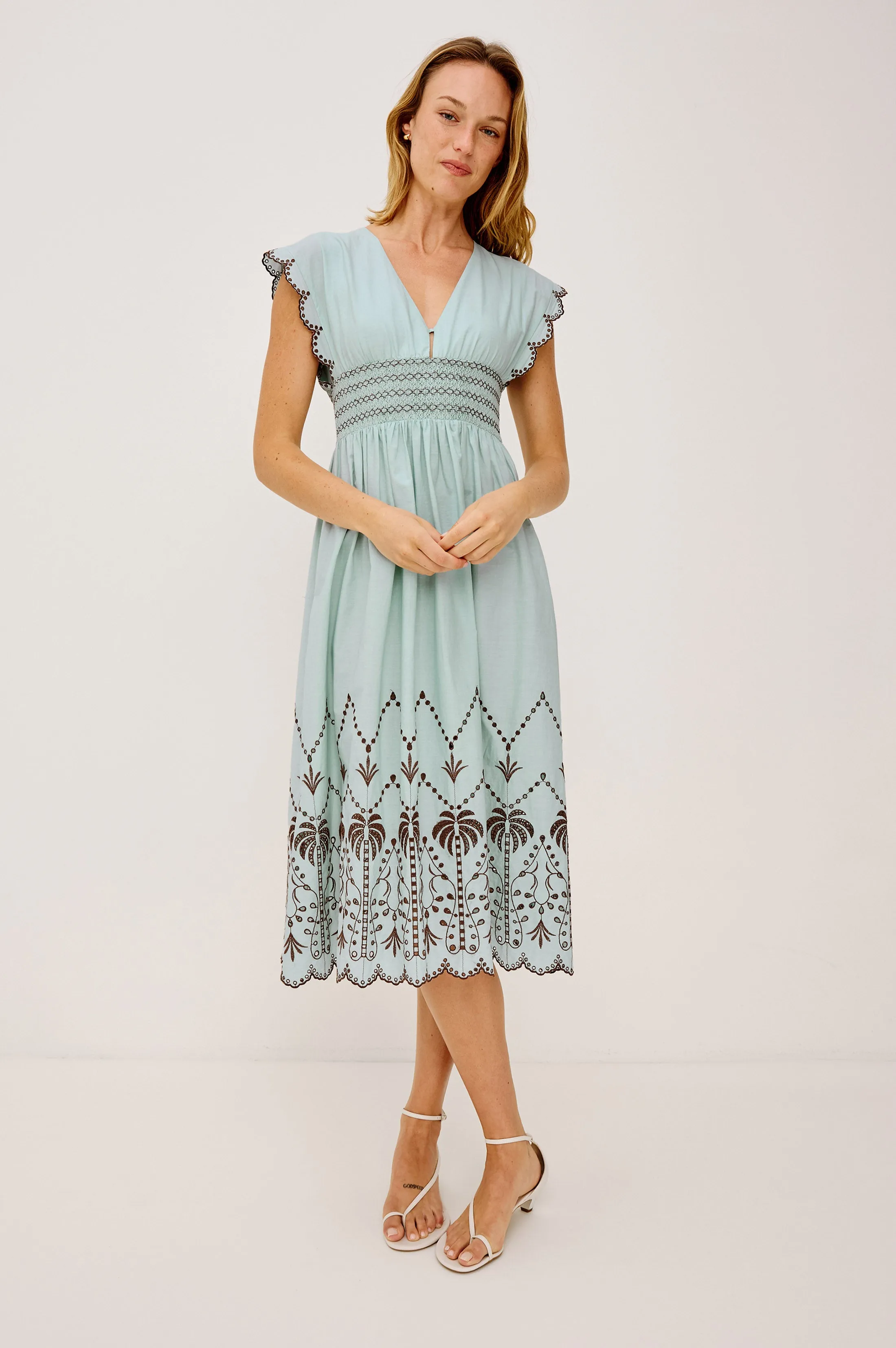 ROXANNE DRESS - OCEAN PALMS EMBROIDERY sold by Rails product image thumbnail 3
