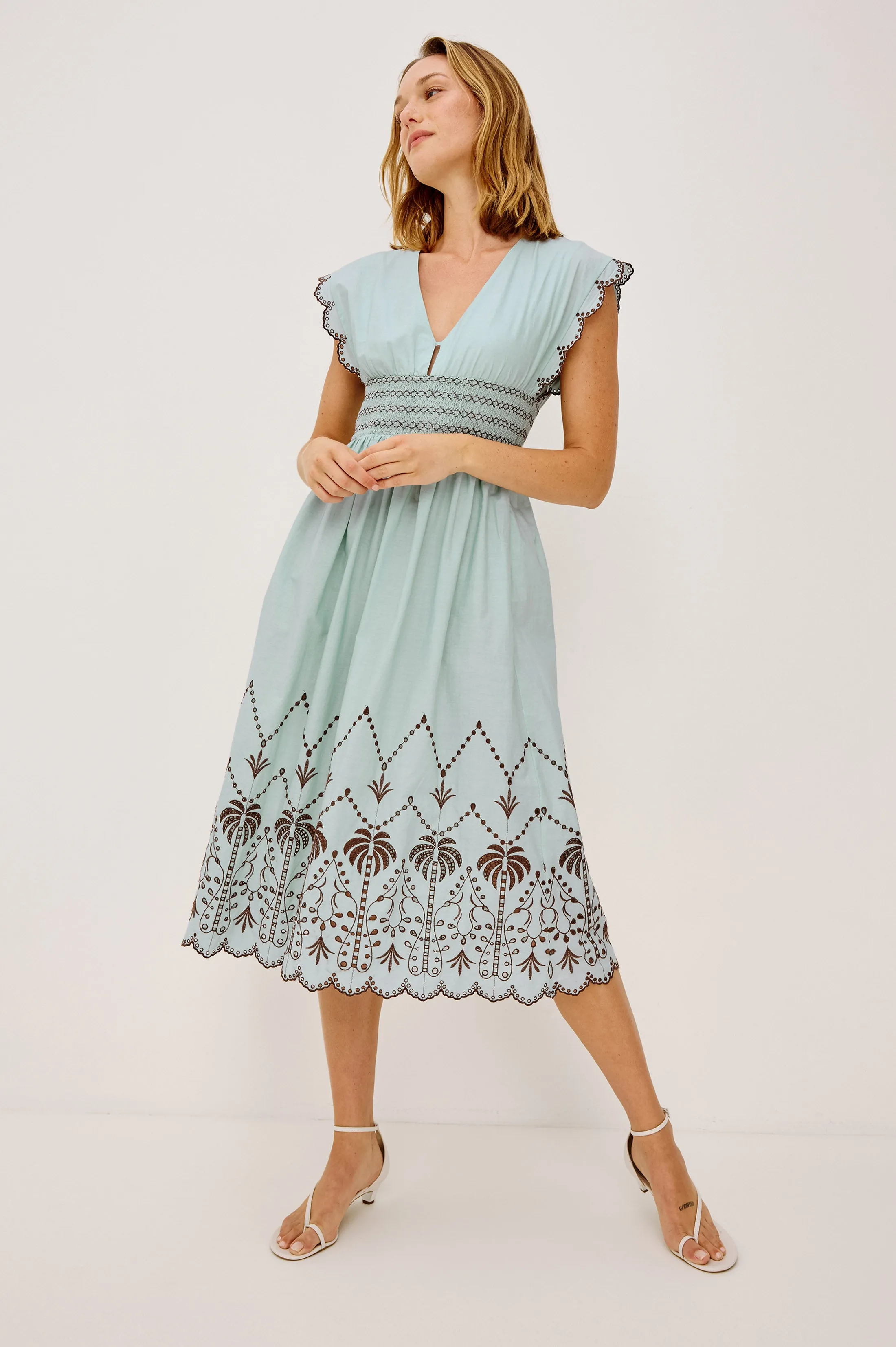 ROXANNE DRESS - OCEAN PALMS EMBROIDERY sold by Rails