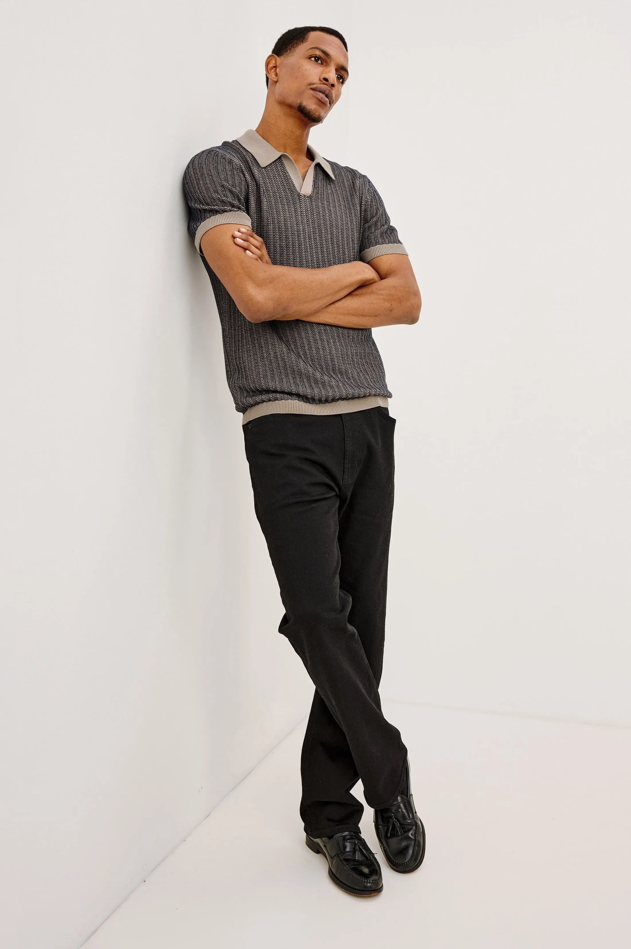 LANGLEY POLO SHIRT - OAT MIDNIGHT RIPPLE sold by Rails product image thumbnail 3