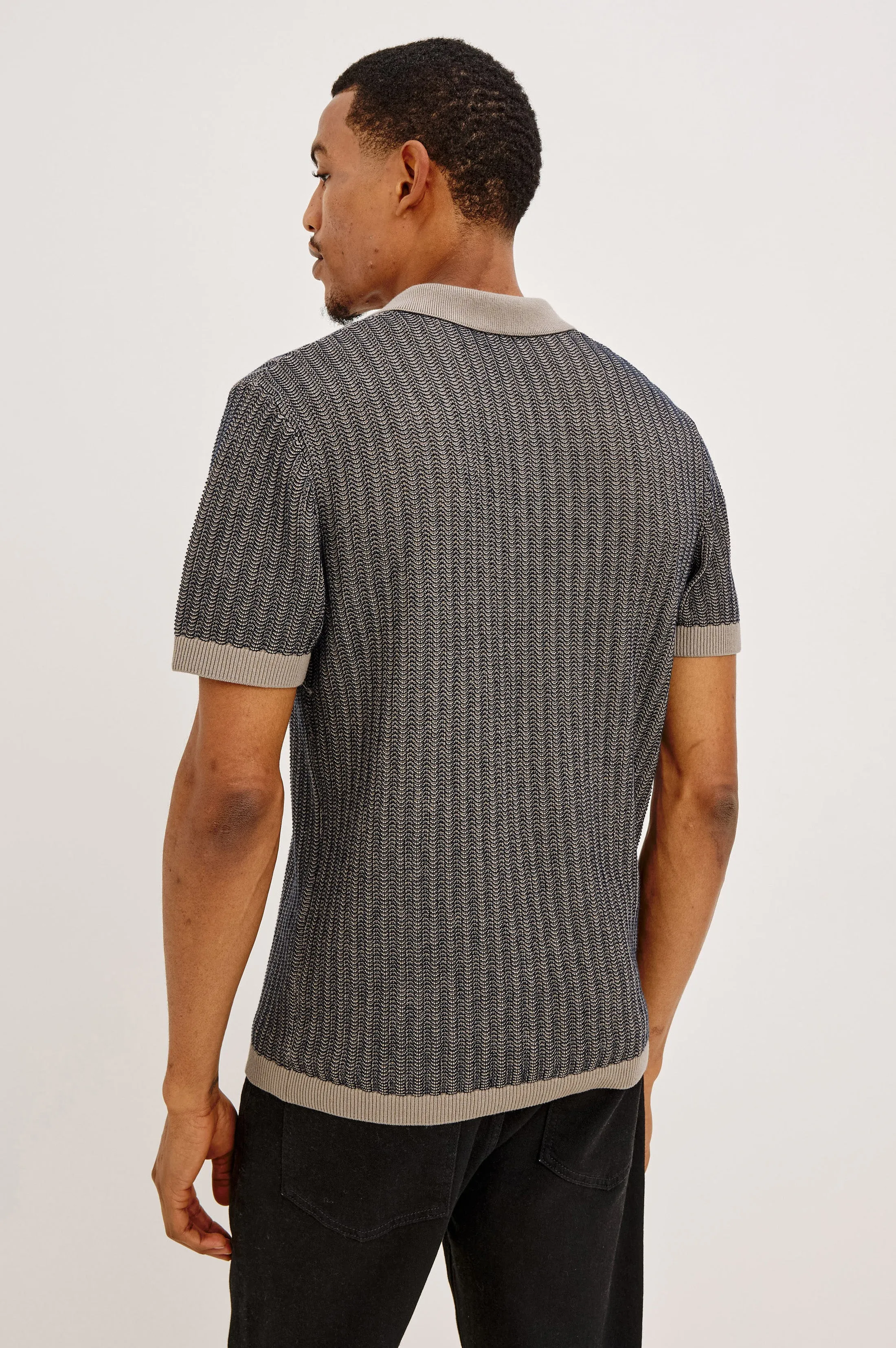 LANGLEY POLO SHIRT - OAT MIDNIGHT RIPPLE sold by Rails product image thumbnail 5