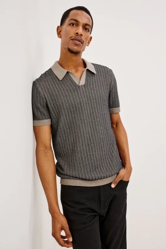 LANGLEY POLO SHIRT - OAT MIDNIGHT RIPPLE made by Rails
