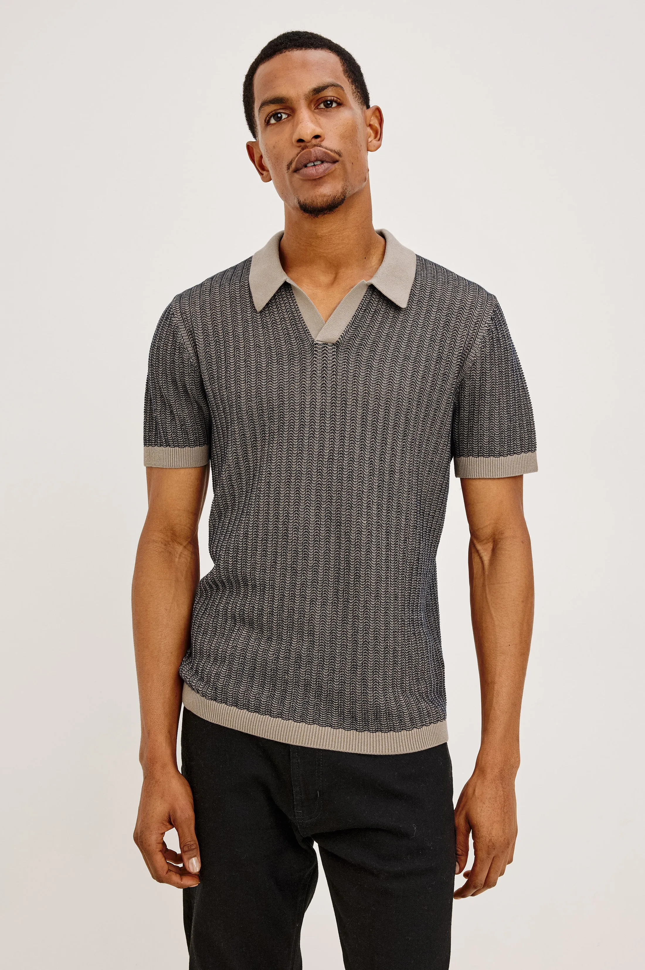 LANGLEY POLO SHIRT - OAT MIDNIGHT RIPPLE sold by Rails product image thumbnail 4