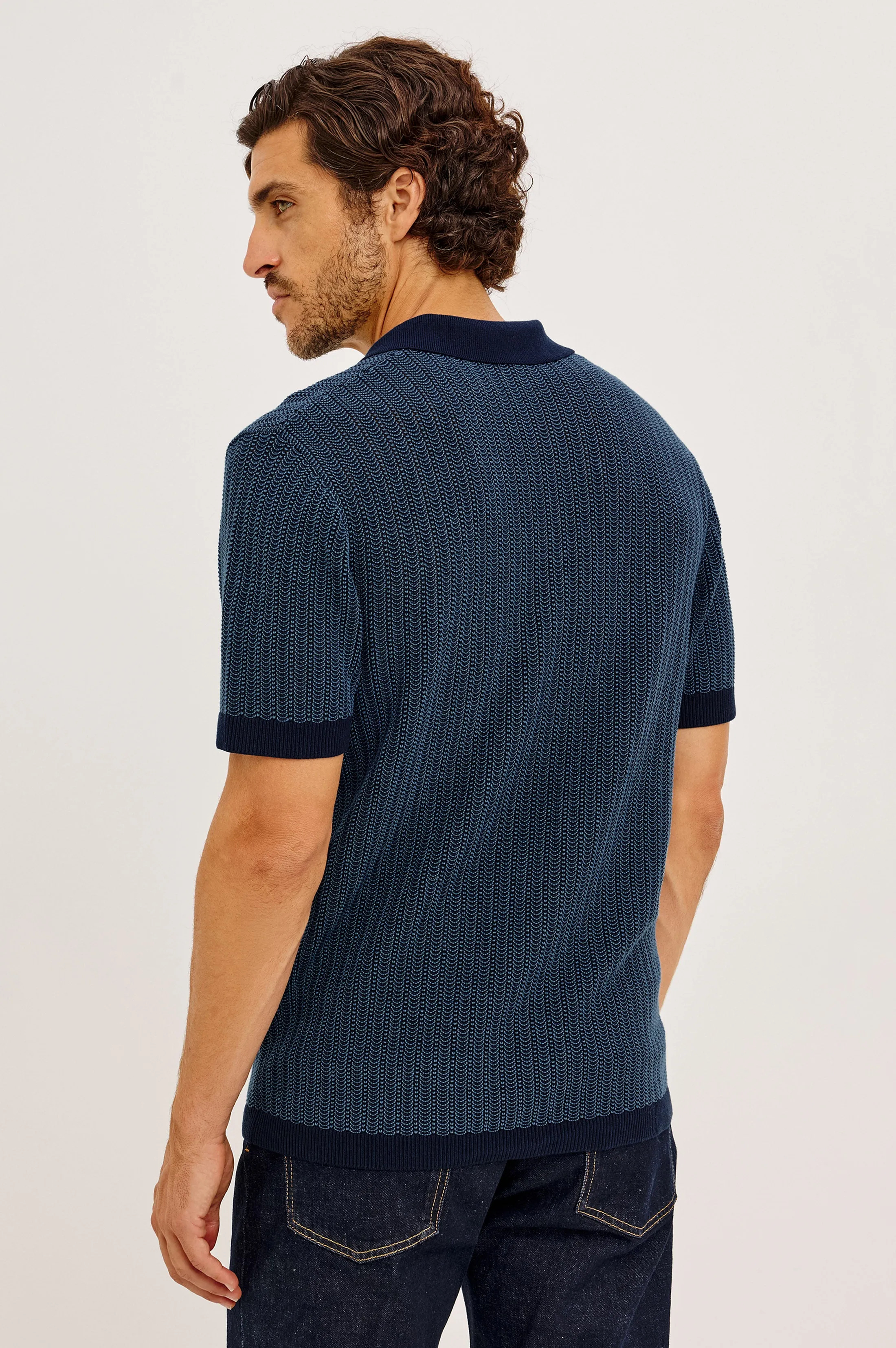 LANGLEY POLO SHIRT - NAVY MARINE RIPPLE sold by Rails product image thumbnail 5