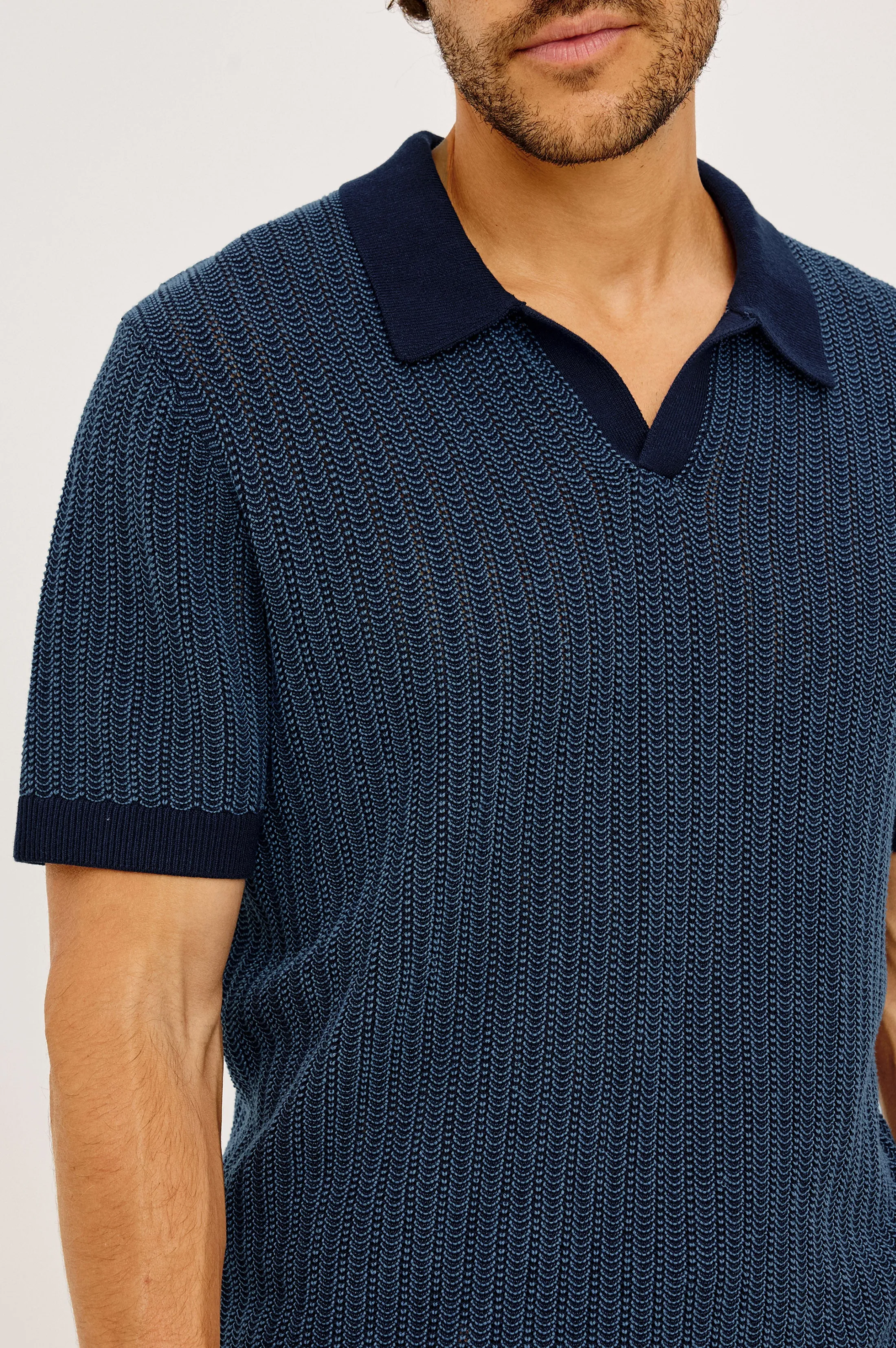 LANGLEY POLO SHIRT - NAVY MARINE RIPPLE sold by Rails product image thumbnail 2