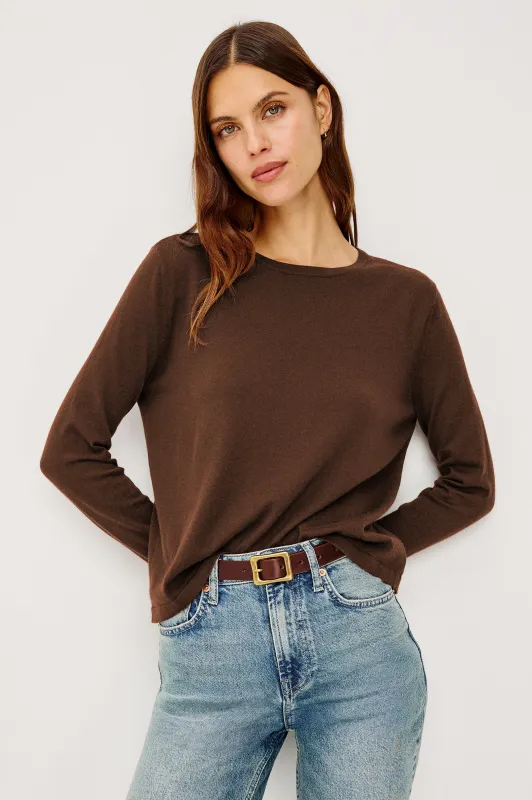 COTTON CASHMERE LONG SLEEVE T-SHIRT - ESPRESSO made by Rails