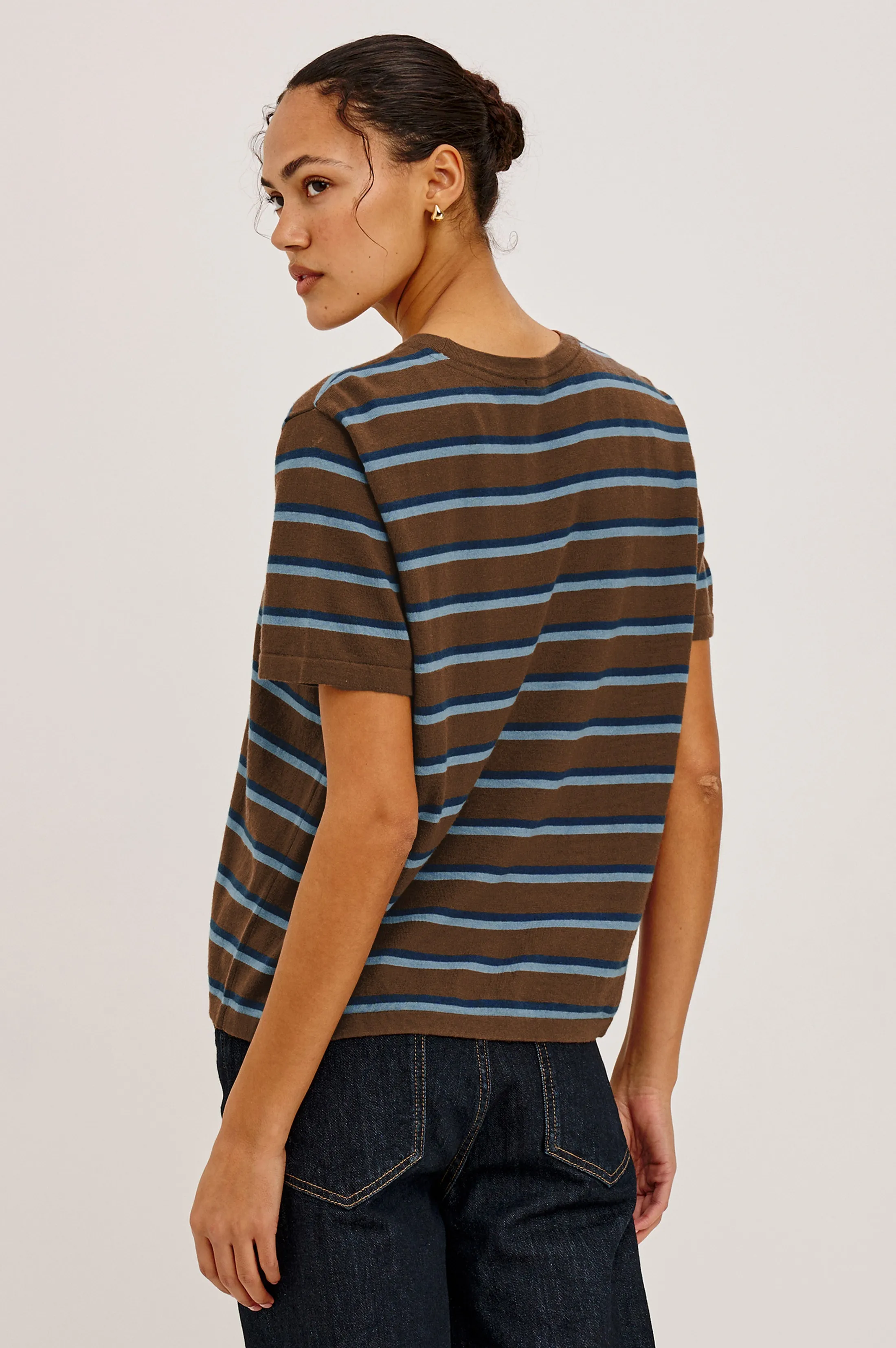 COTTON CASHMERE T-SHIRT - MOCHA STRIPE sold by Rails product image thumbnail 5