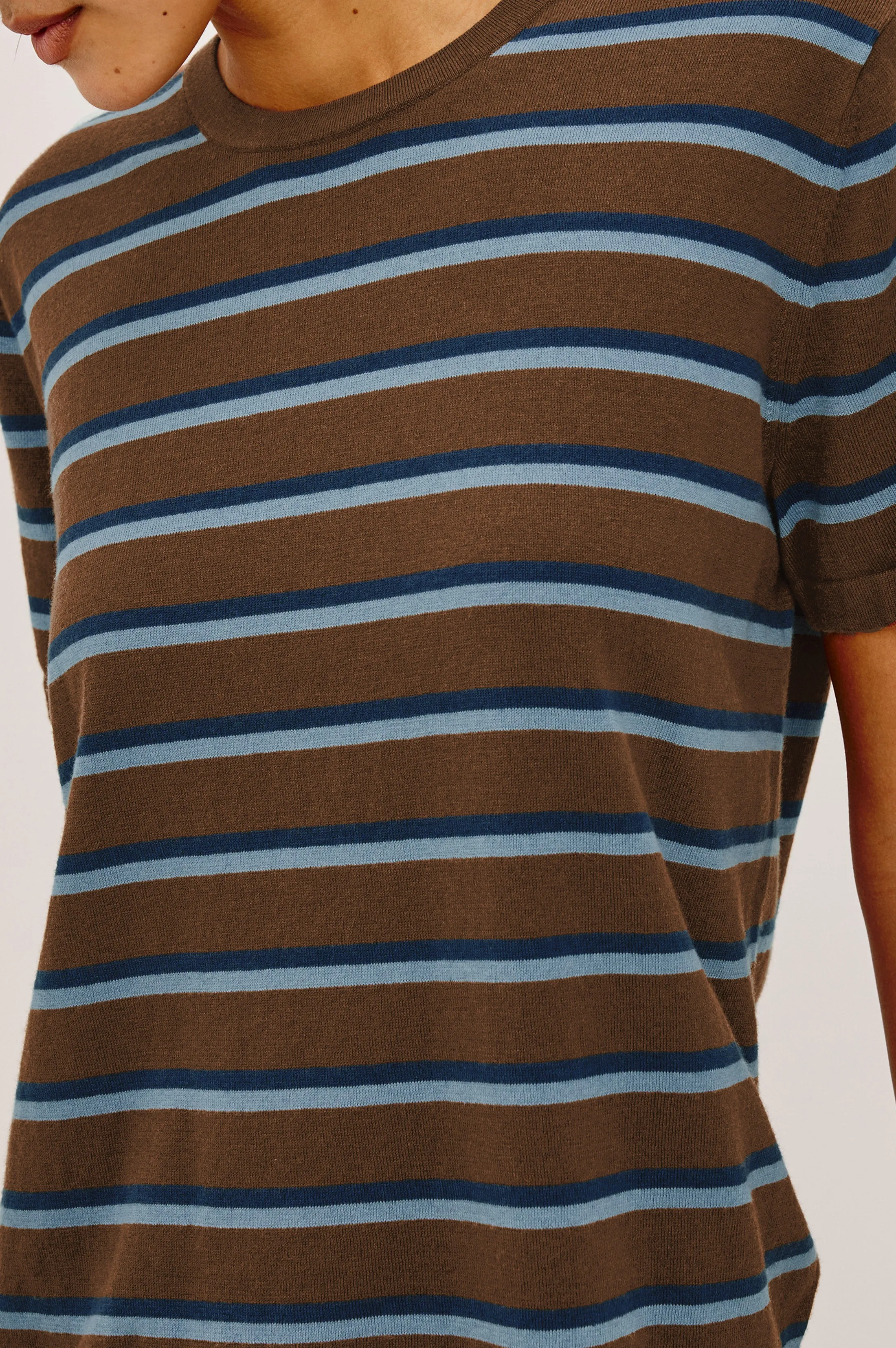 COTTON CASHMERE T-SHIRT - MOCHA STRIPE sold by Rails product image thumbnail 2