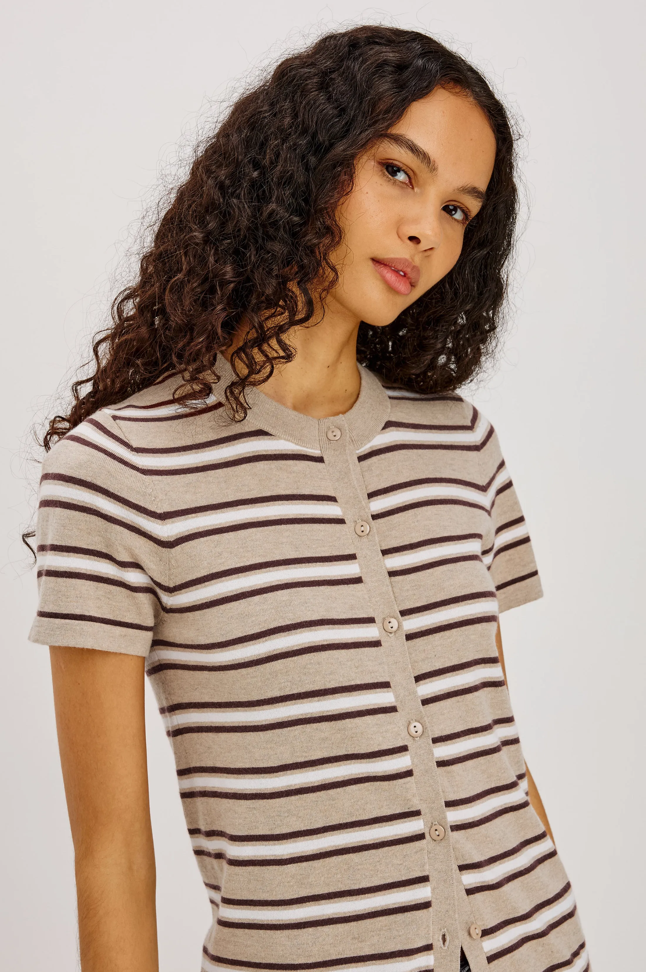 KYLIE TOP - HEATHER OAT STRIPE sold by Rails product image thumbnail 4