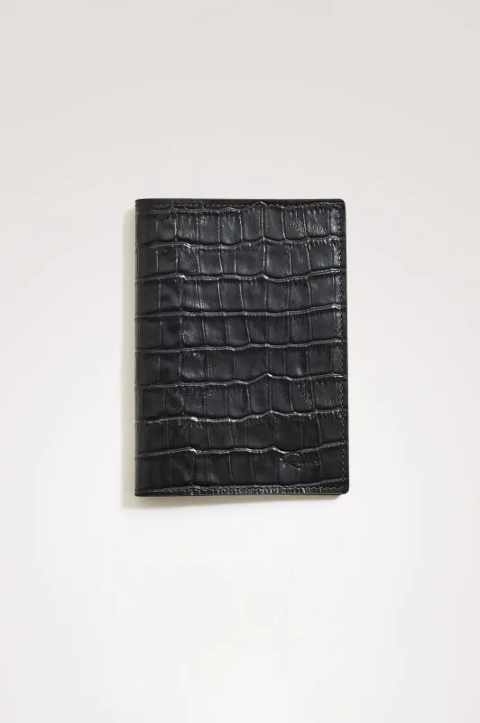 PASSPORT HOLDER - BLACK CROC EMBOSSED made by Rails