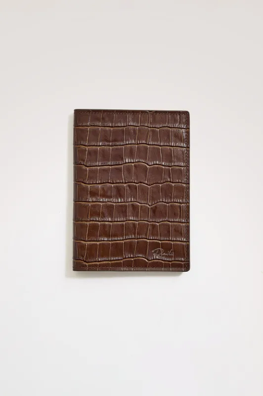 PASSPORT HOLDER - DARK BROWN CROC EMBOSSED made by Rails