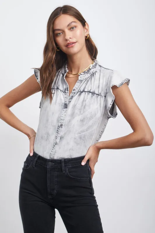 RUTHIE TOP - CHARCOAL CLOUD WASH sold by Rails