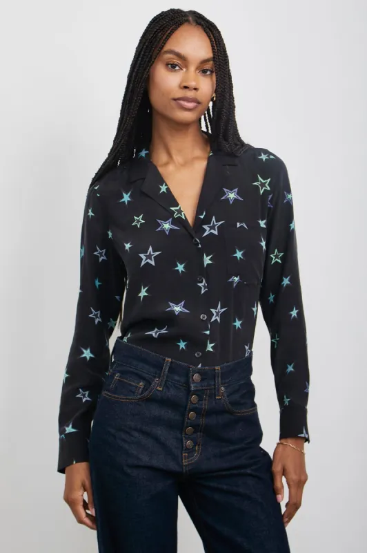 REBEL SHIRT - BLACK COSMIC STARS sold by Rails