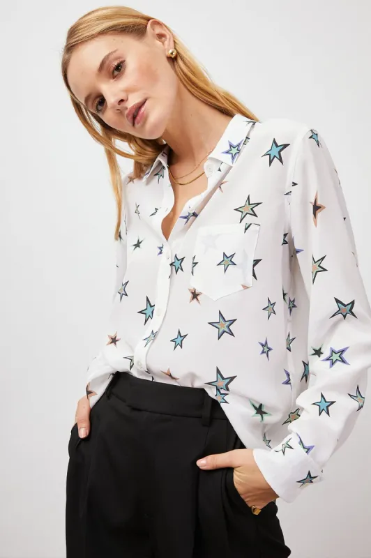KATE SHIRT - IVORY COSMIC STARS sold by Rails