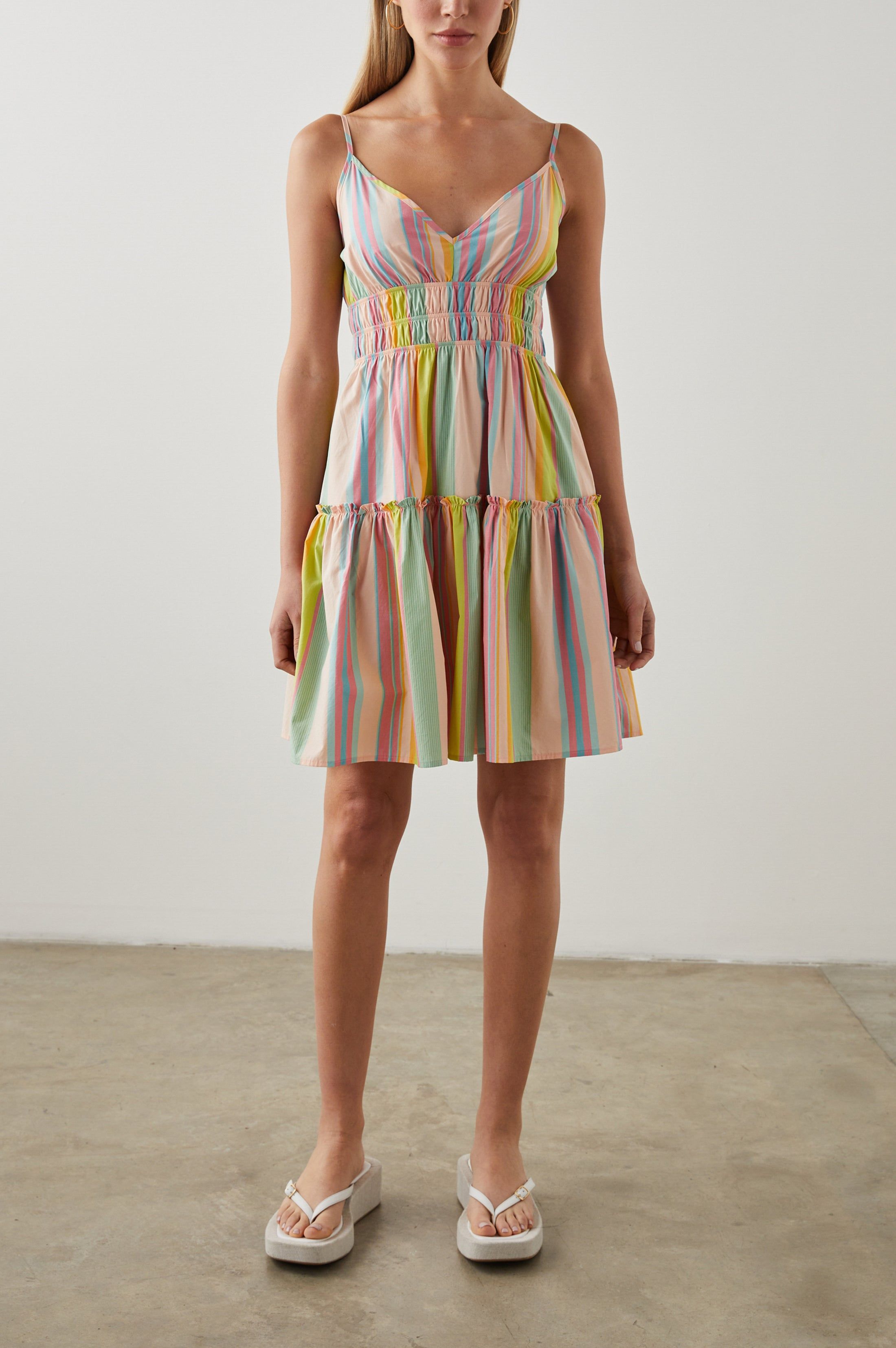 CARMEN DRESS - GUAVA STRIPE sold by Rails product image thumbnail 3