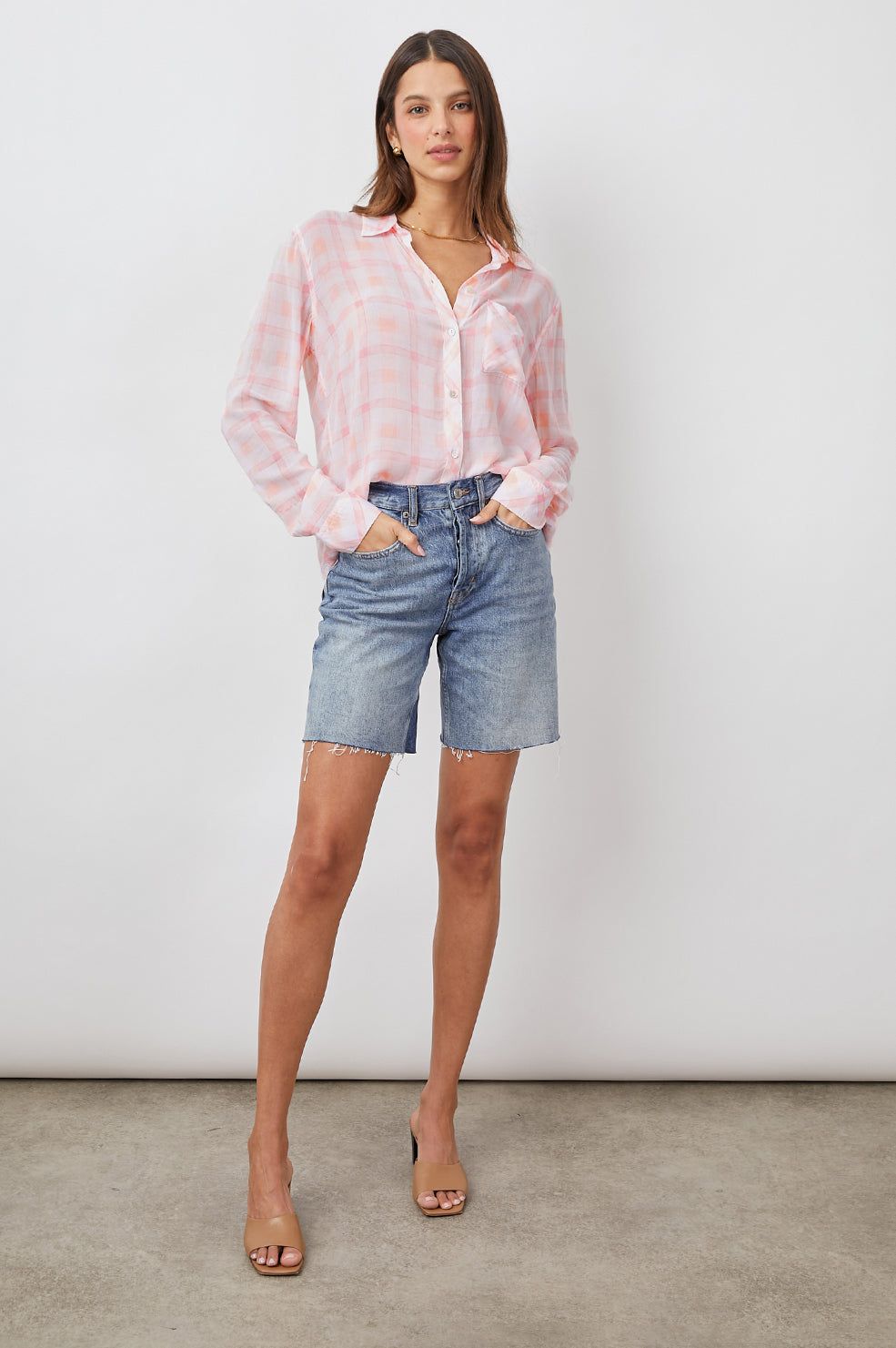JOSEPHINE SHIRT - PEACH PLAID sold by Rails product image thumbnail 3