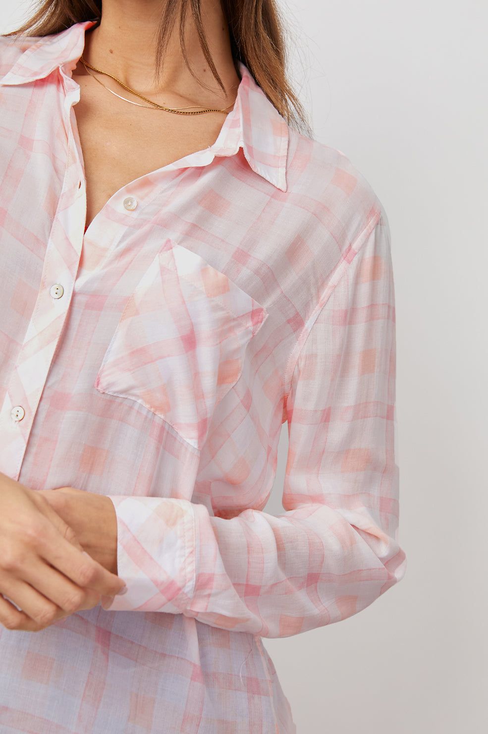 JOSEPHINE SHIRT - PEACH PLAID sold by Rails product image thumbnail 2