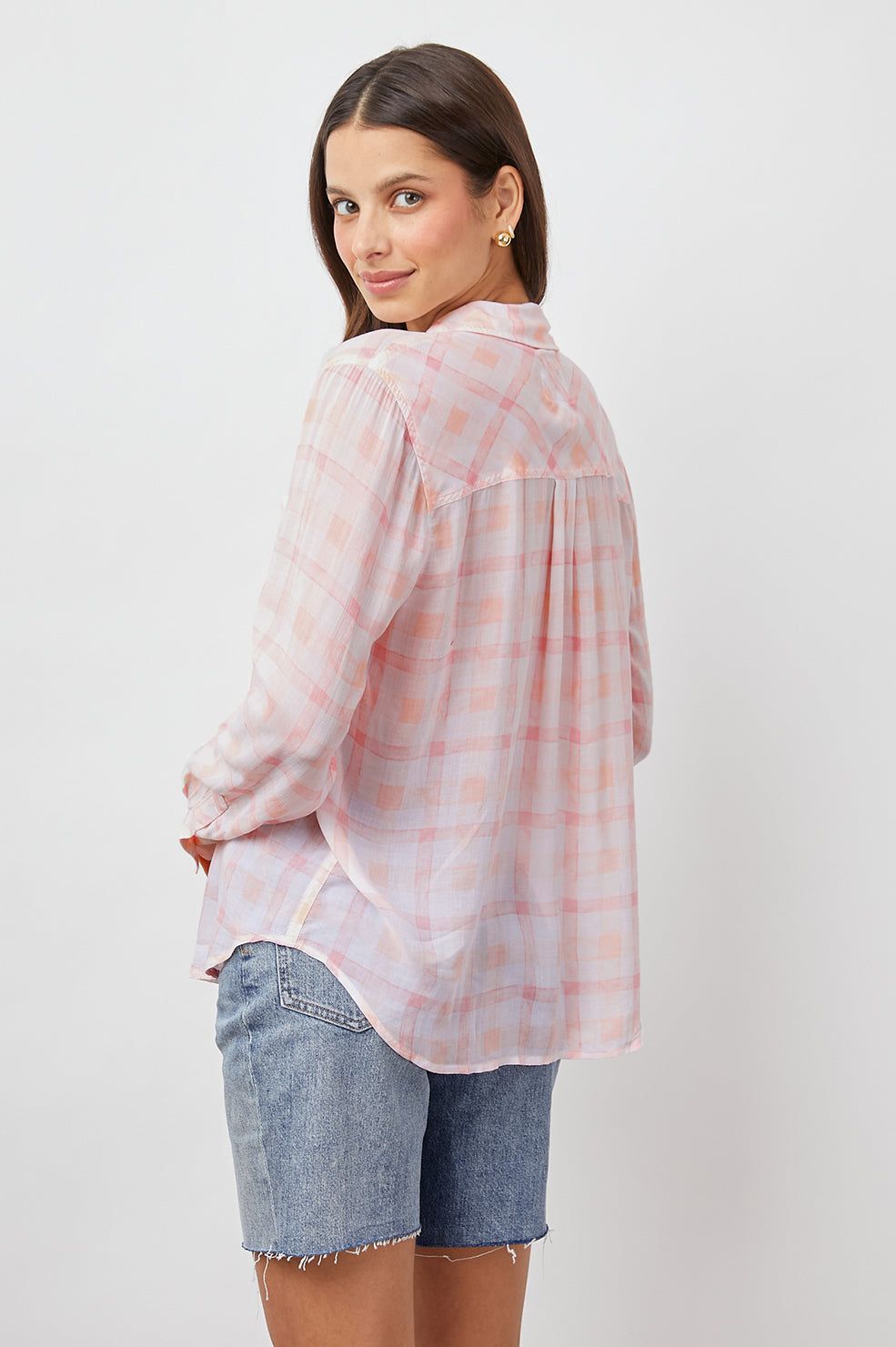 JOSEPHINE SHIRT - PEACH PLAID sold by Rails product image thumbnail 5