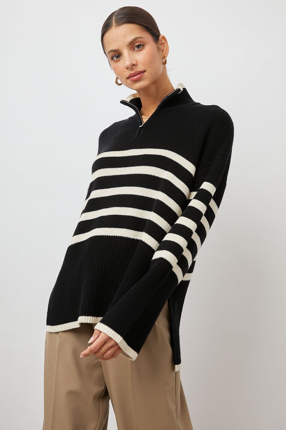 TESSA SWEATER - ONYX IVORY STRIPE sold by Rails product image thumbnail 4