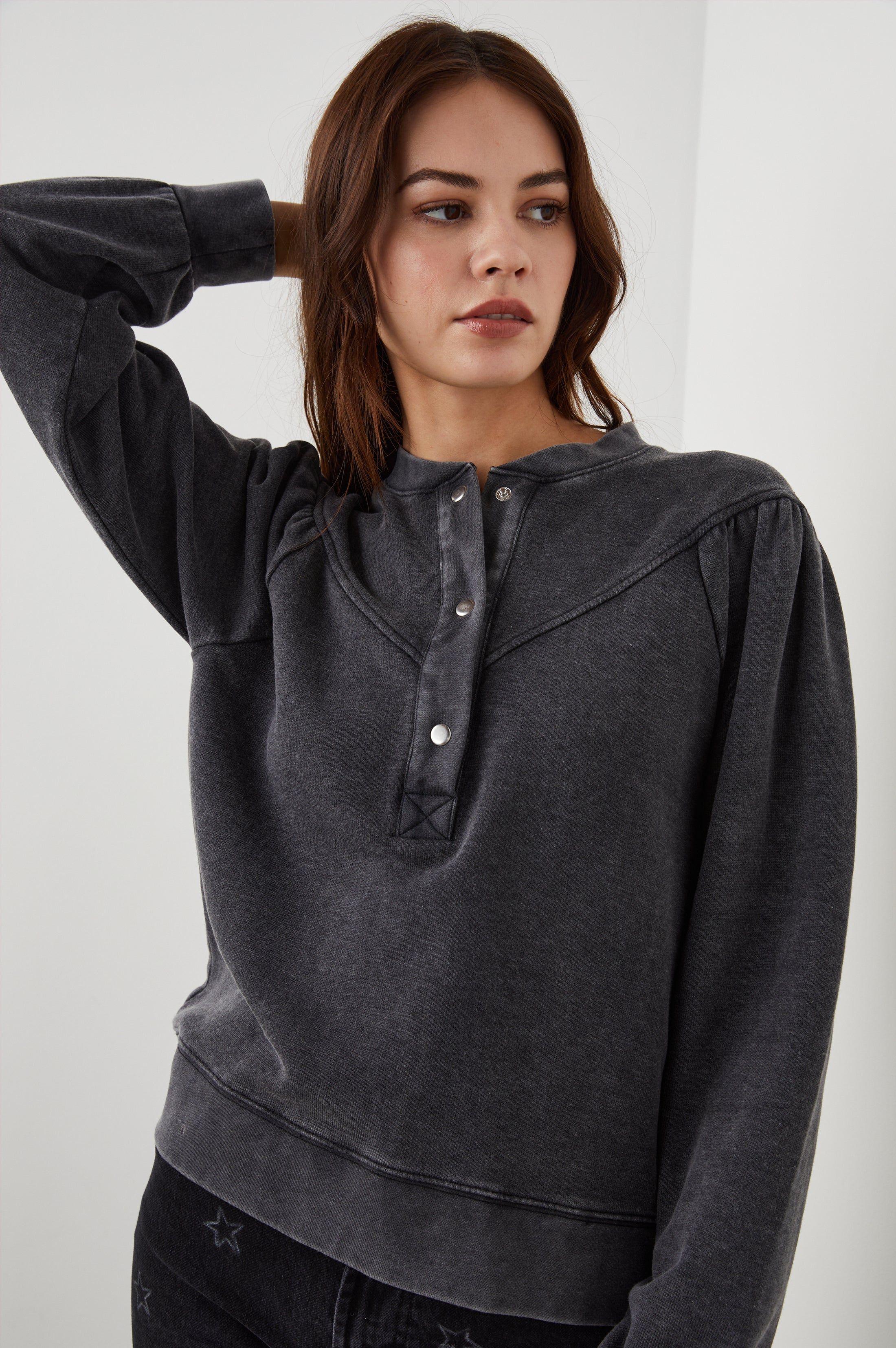 DEX SWEATSHIRT - BLACK ACID WASH sold by Rails product image thumbnail 4