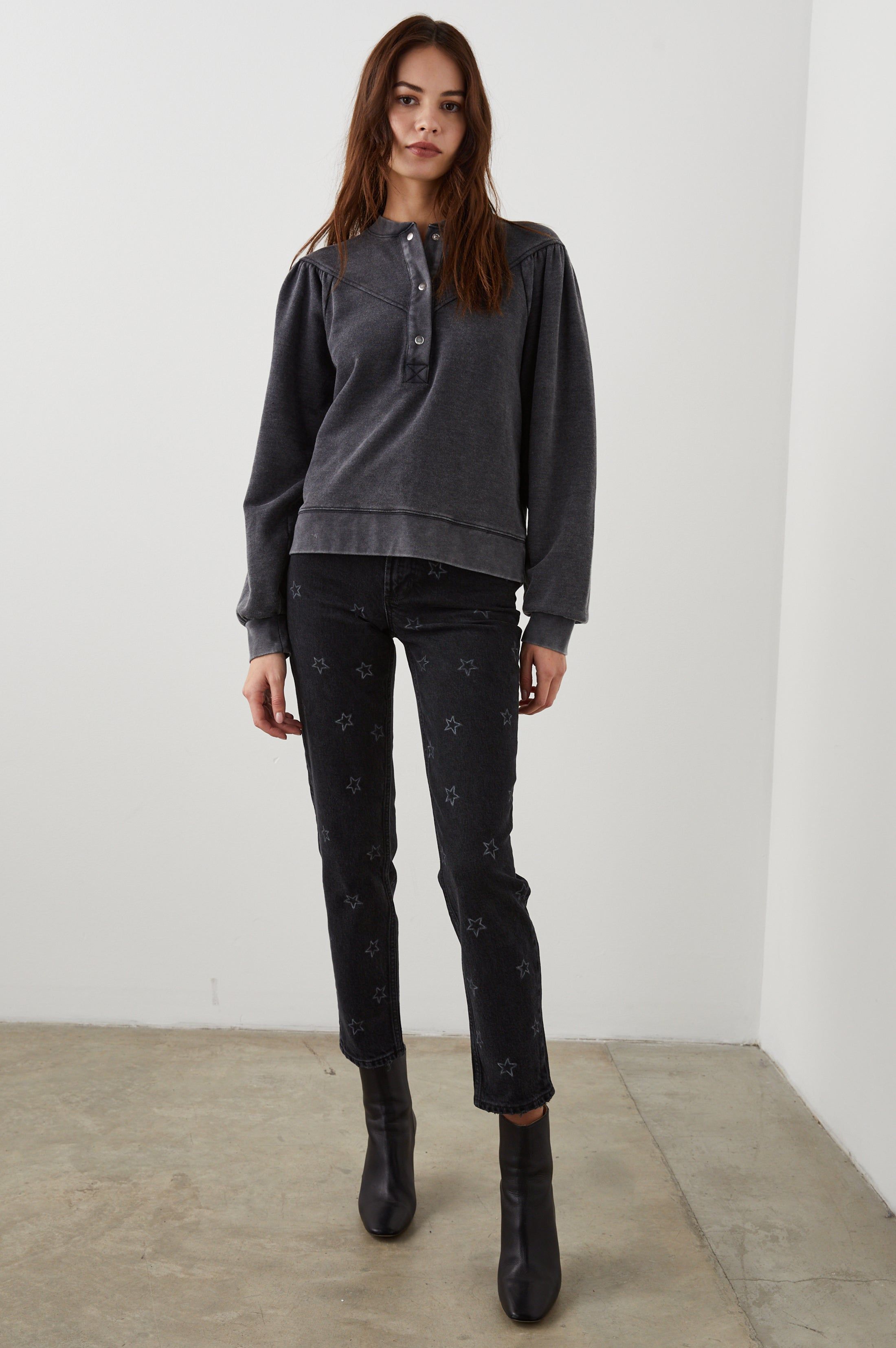 DEX SWEATSHIRT - BLACK ACID WASH sold by Rails product image thumbnail 3