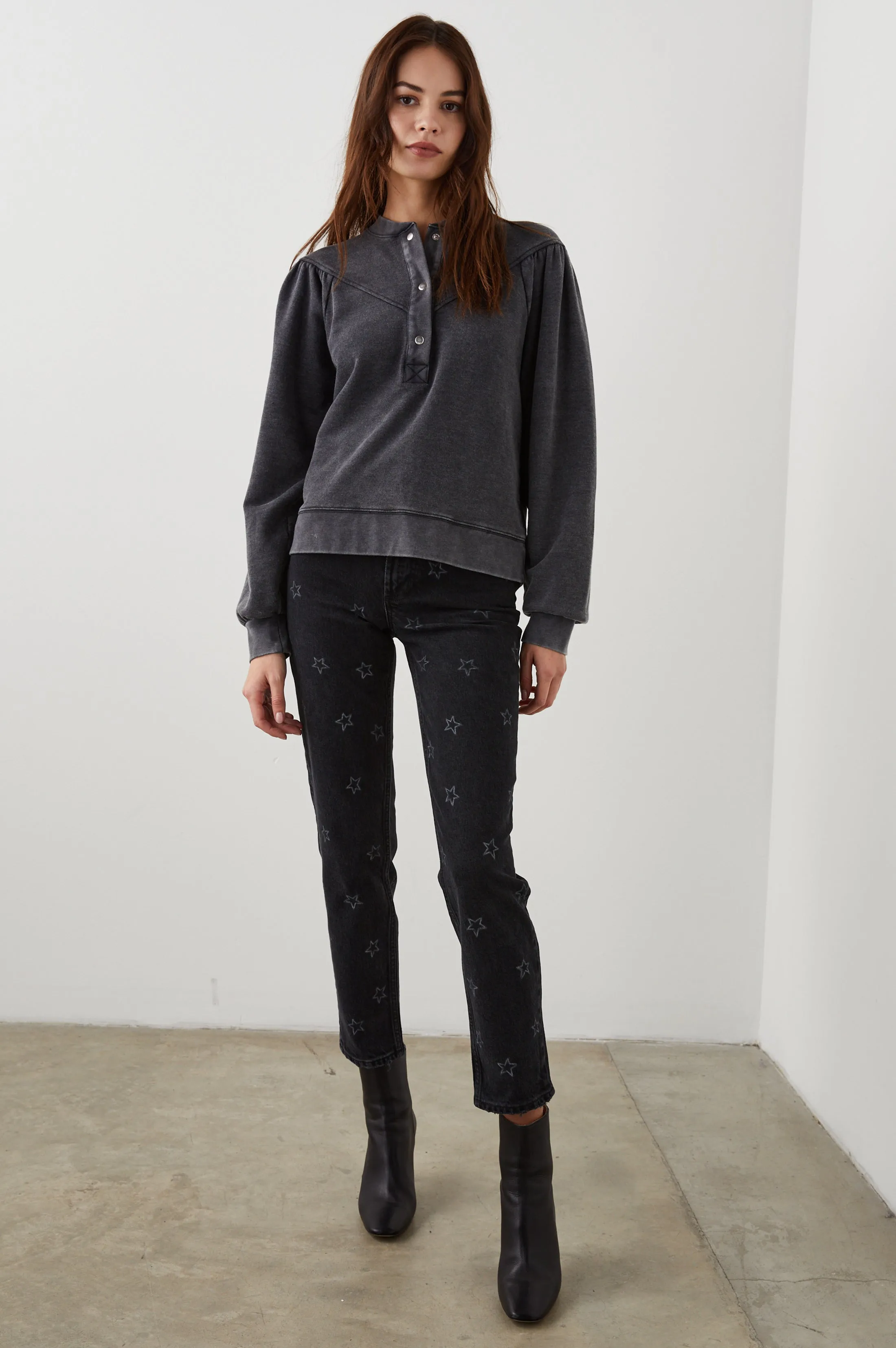 DEX SWEATSHIRT - BLACK ACID WASH sold by Rails product image thumbnail 3