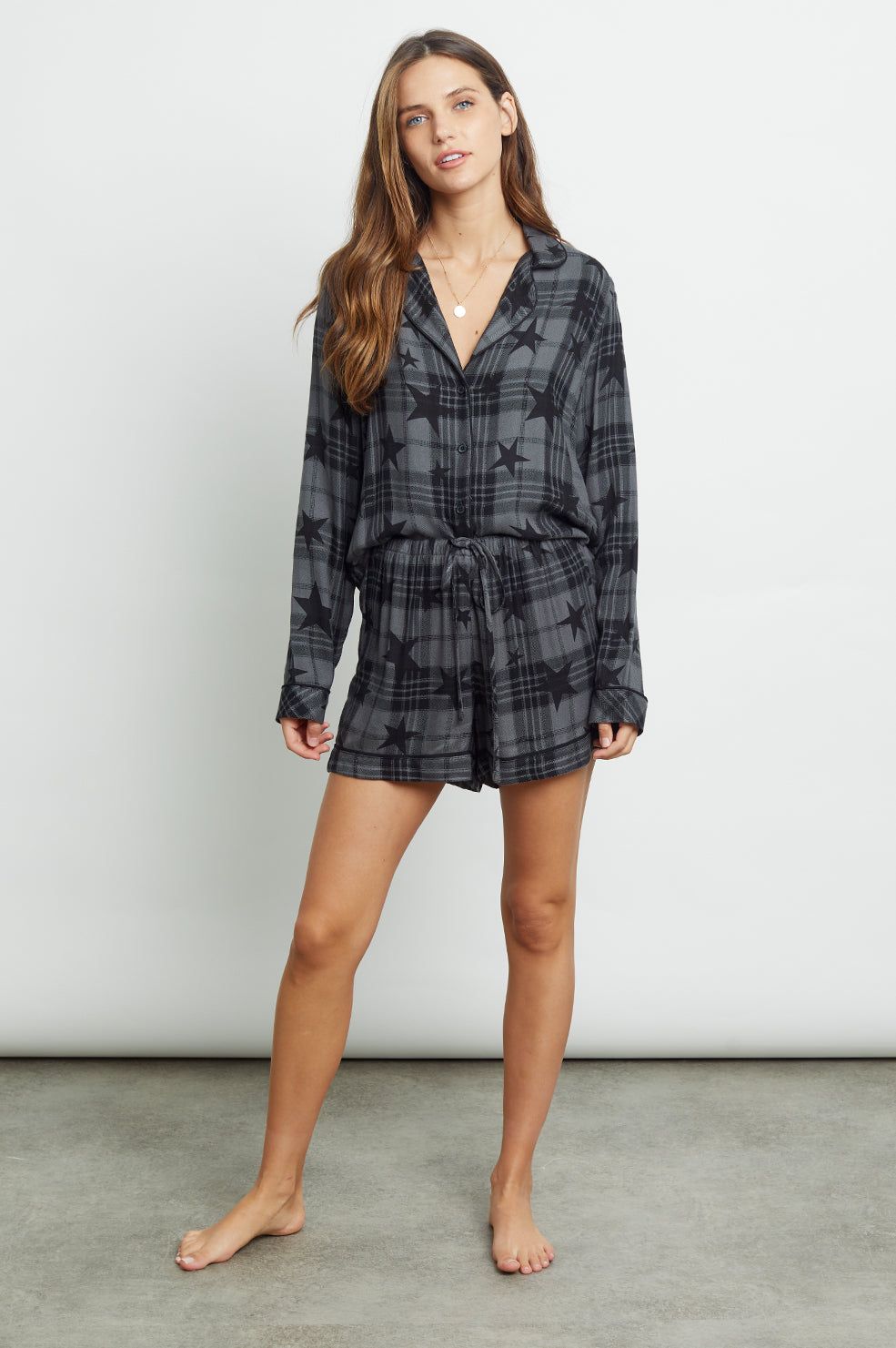 KELLEN PAJAMA SET - CHARCOAL JET STARS sold by Rails product image thumbnail 4