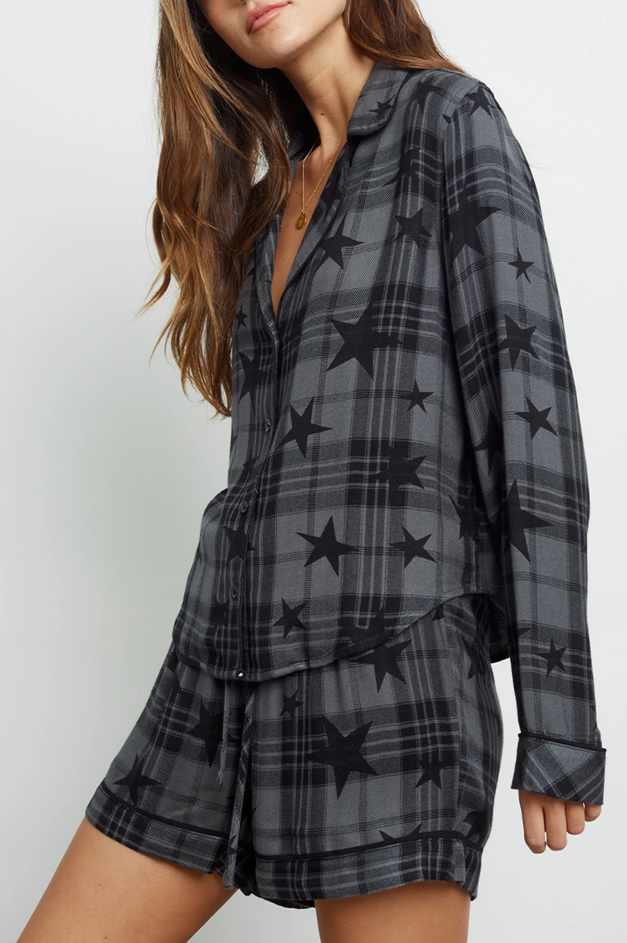 KELLEN PAJAMA SET - CHARCOAL JET STARS sold by Rails product image thumbnail 3