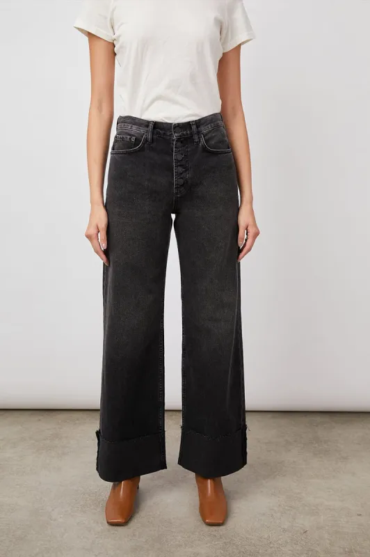 GETTY WIDE LEG - ASH BLACK CUFFED sold by Rails
