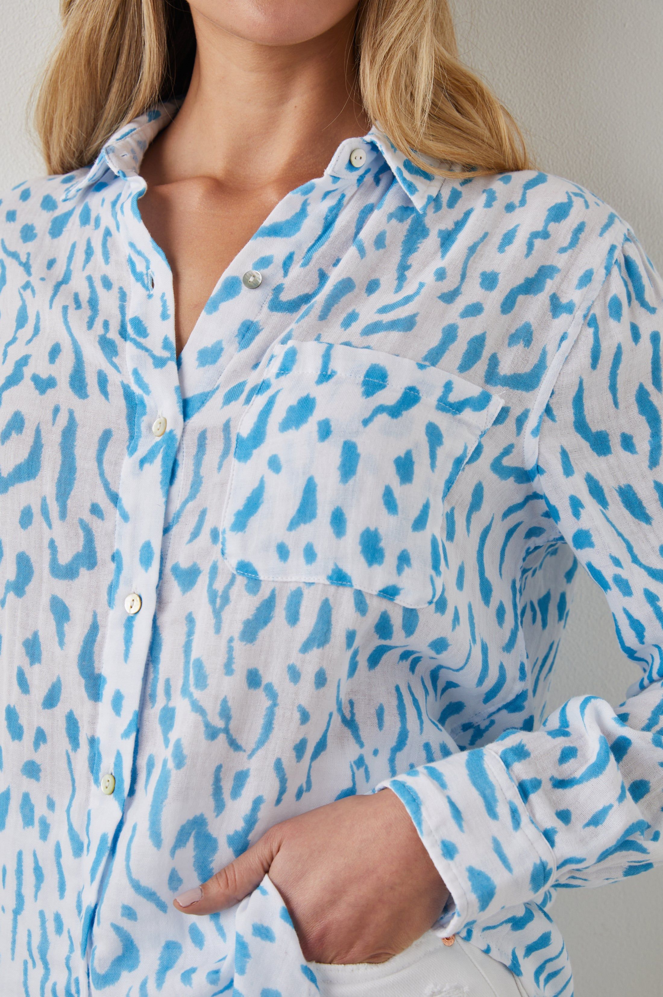 ELLIS SHIRT - TEAL CHEETAH sold by Rails product image thumbnail 2