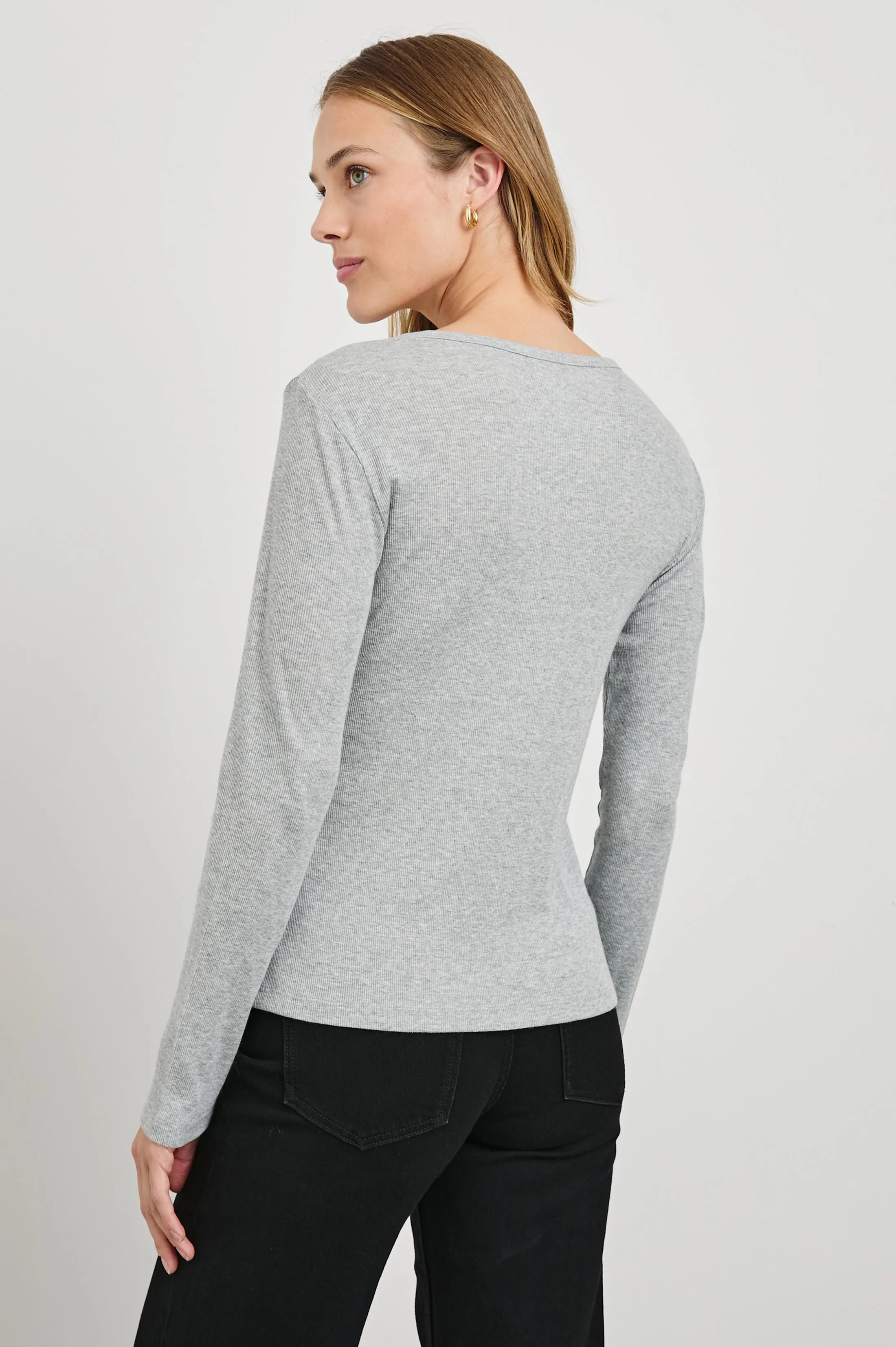 ESSENTIAL HENLEY - HEATHER GREY sold by Rails product image thumbnail 5
