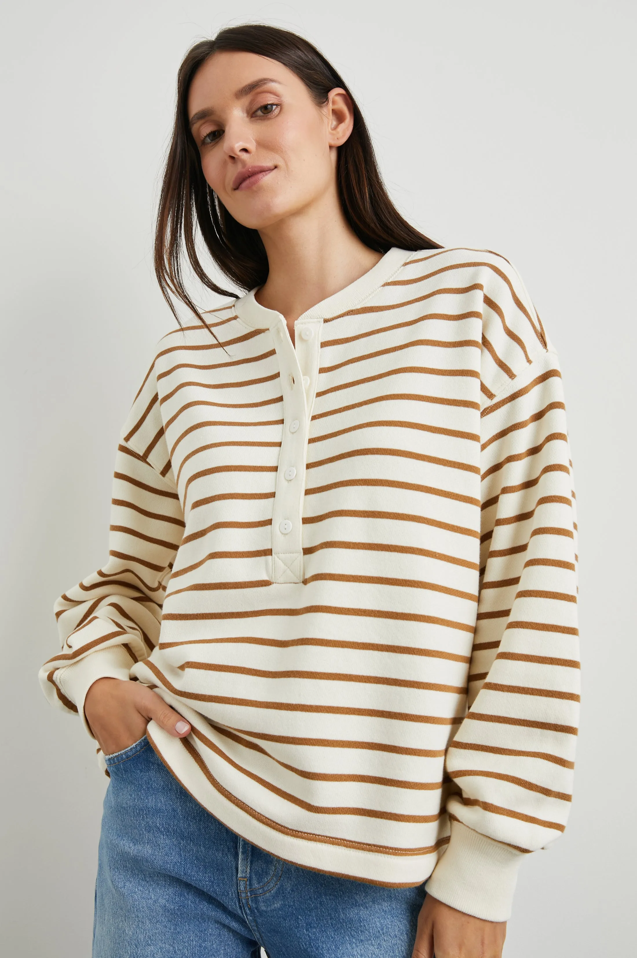 JOAN SWEATSHIRT - CARMEL STRIPE sold by Rails product image thumbnail 4