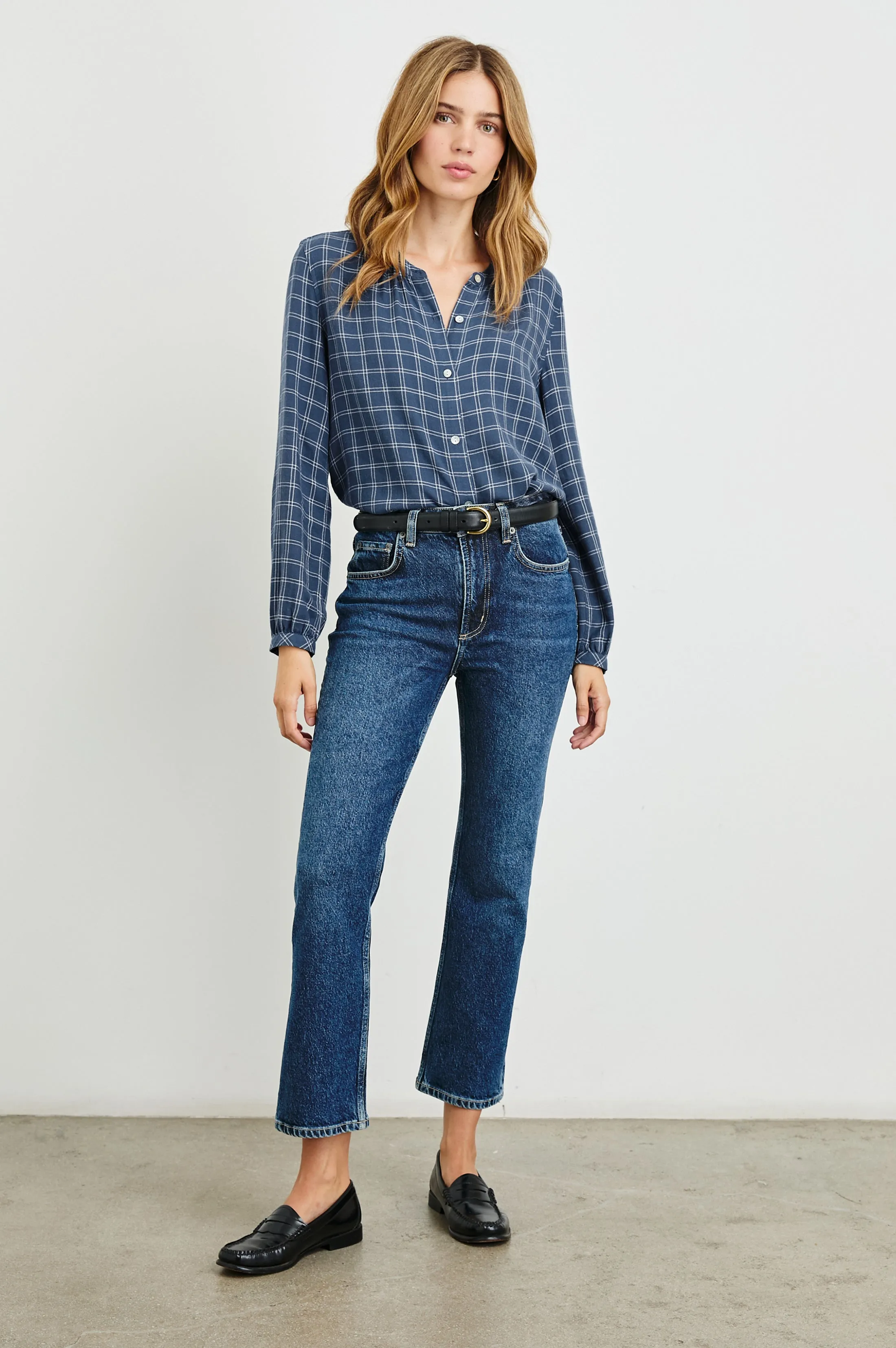 ELOISE SHIRT - INDIGO IVORY PLAID sold by Rails product image thumbnail 4