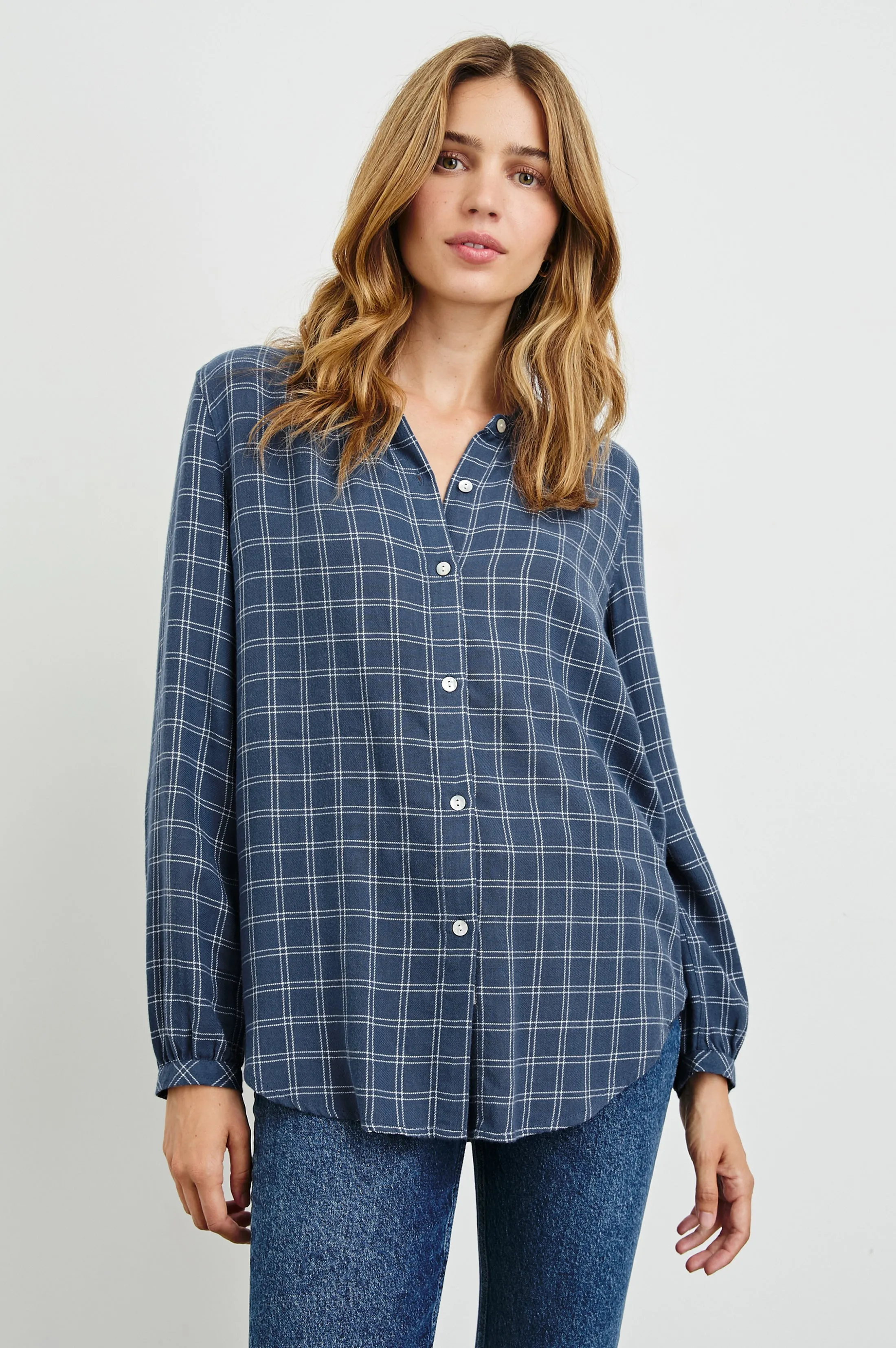 ELOISE SHIRT - INDIGO IVORY PLAID sold by Rails product image thumbnail 3