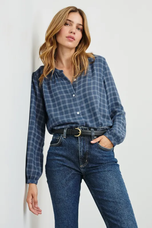 ELOISE SHIRT - INDIGO IVORY PLAID sold by Rails